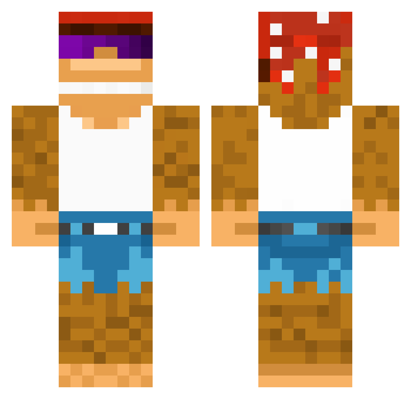 Praezygapophysis Minecraft skin, front and back view