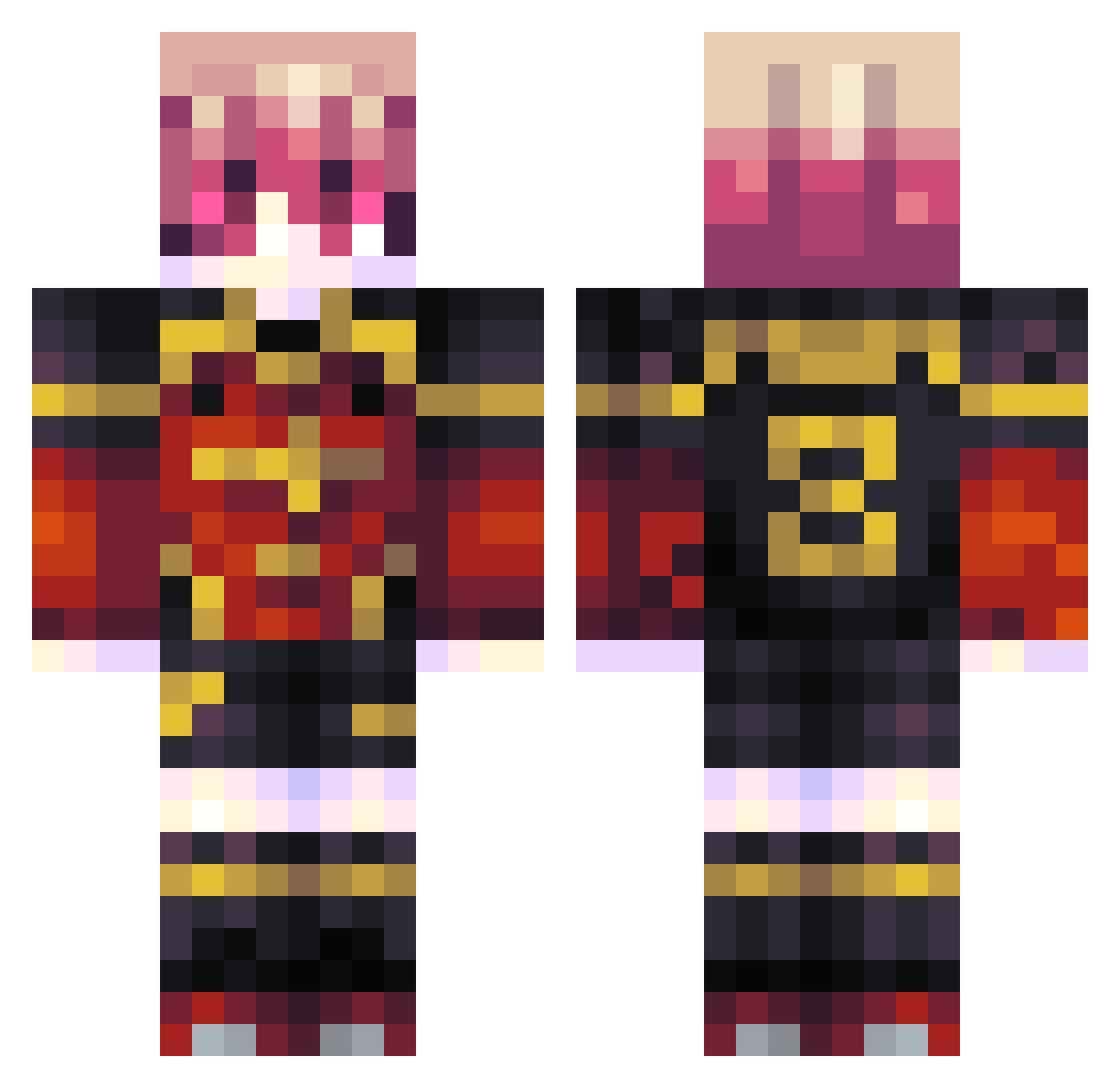 Gxcarmin Minecraft skin, front and back view