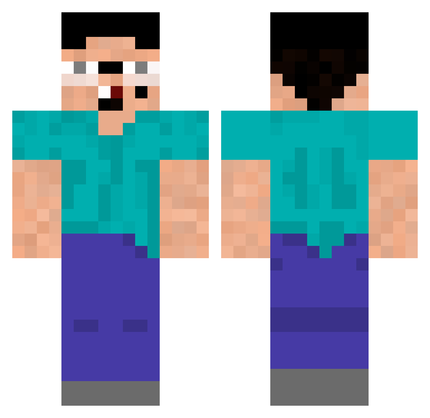 Yuki_FPS Minecraft skin, front and back view
