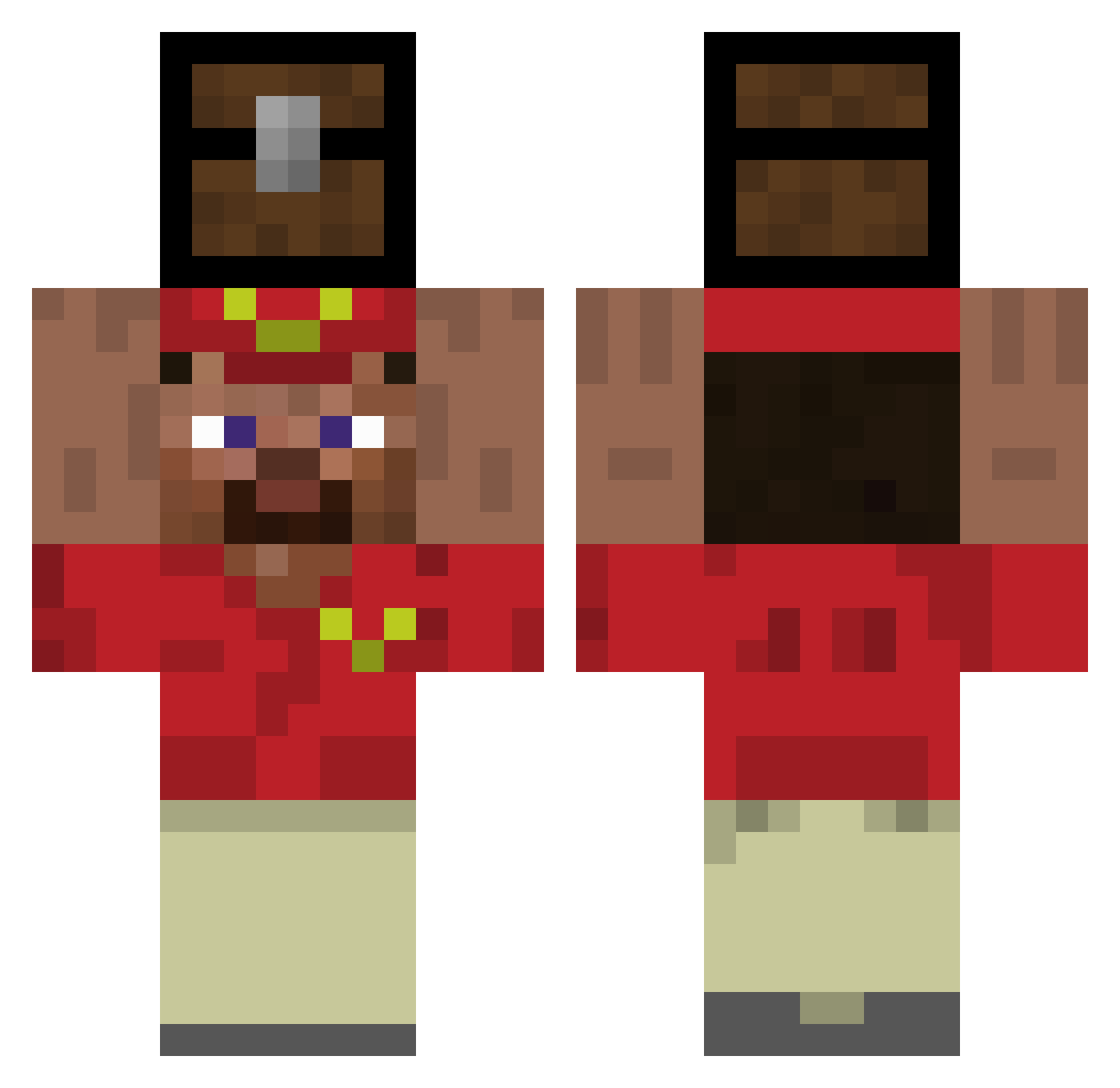 CrystalSkiller Minecraft skin, front and back view