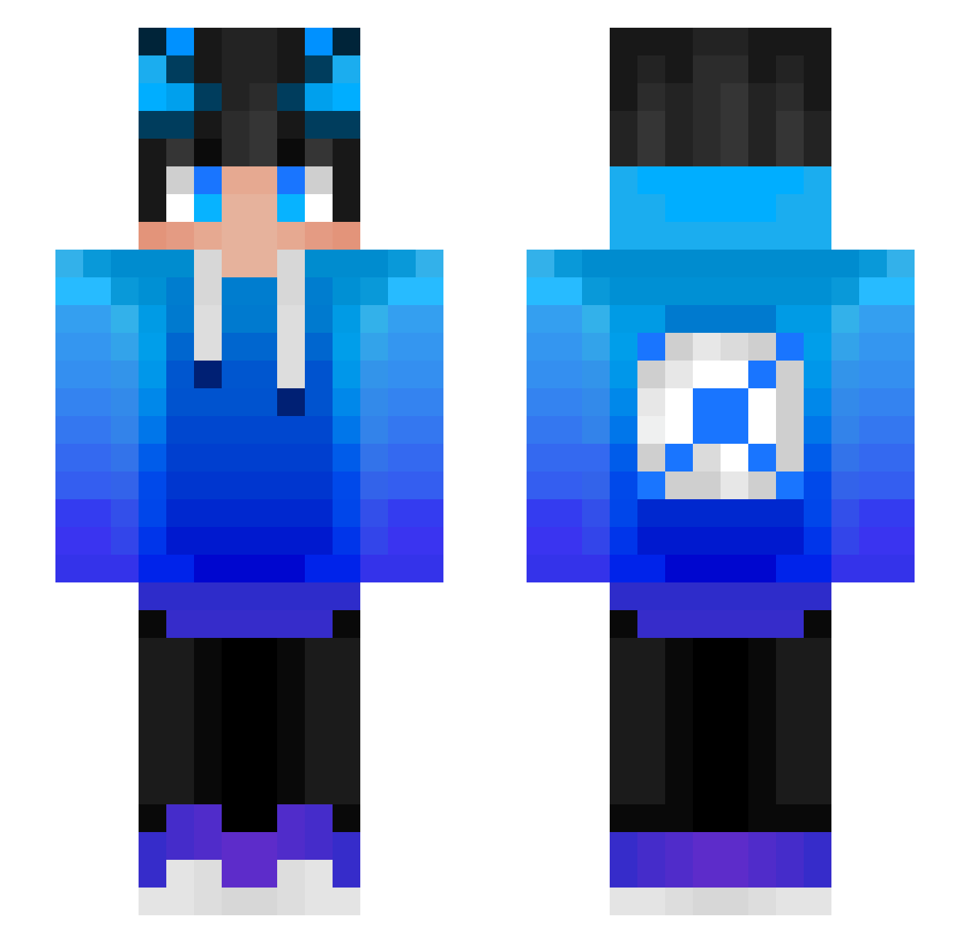 2_Blue2 Minecraft skin, front and back view