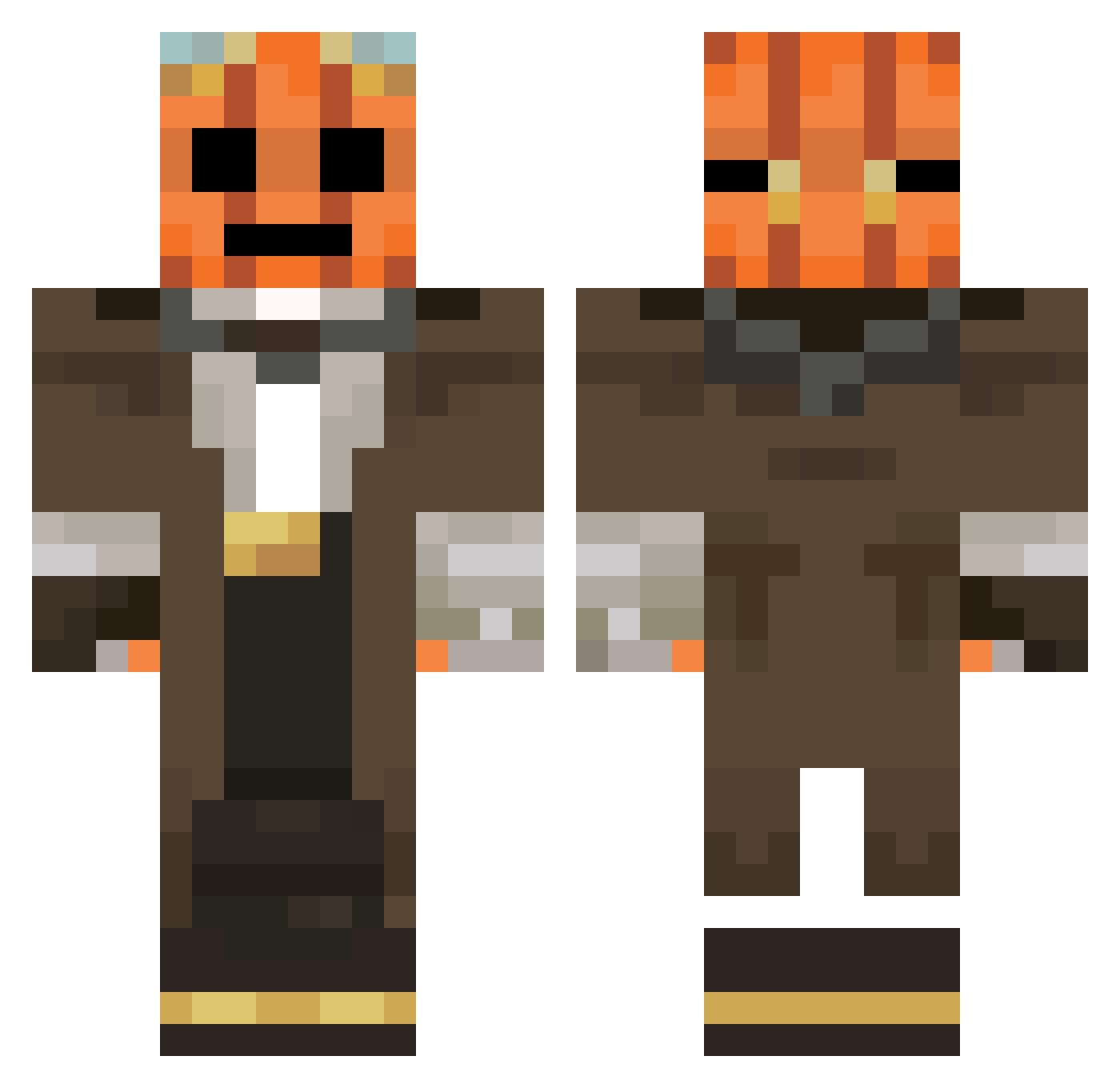 PumplinGG Minecraft skin, front and back view