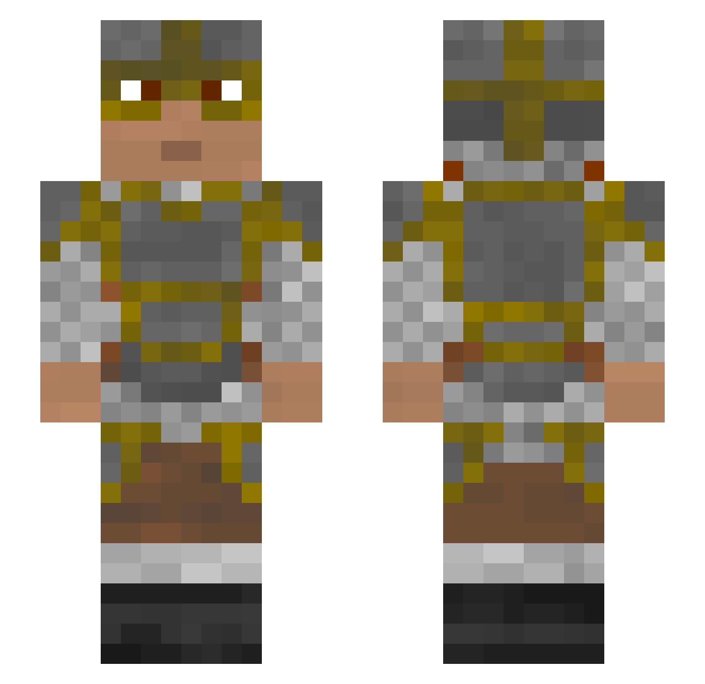 Bauge Minecraft skin, front and back view