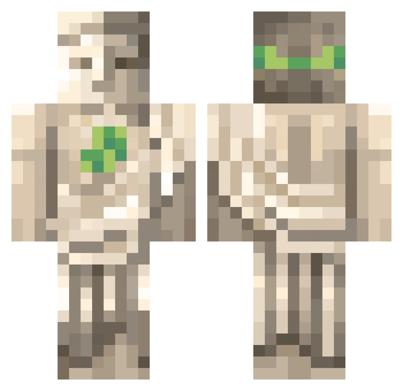 literrakv Minecraft skin, front and back view