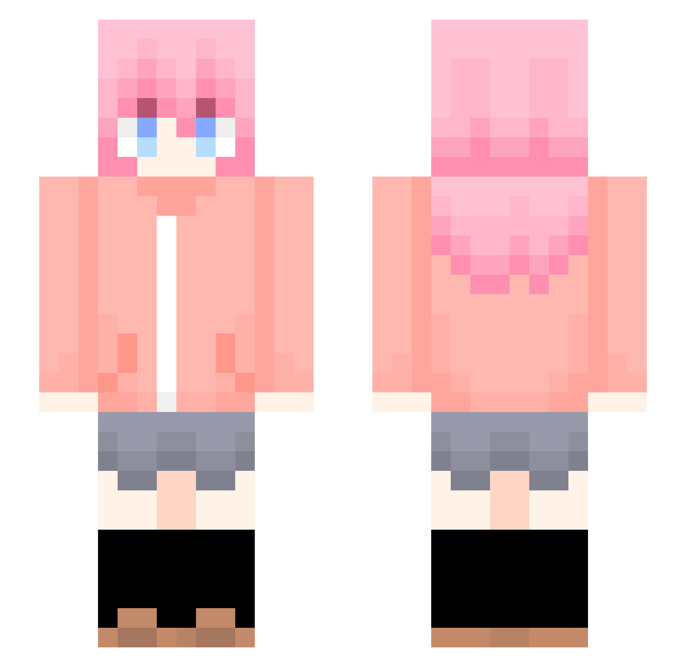 ChiaKiZw Minecraft skin, front and back view