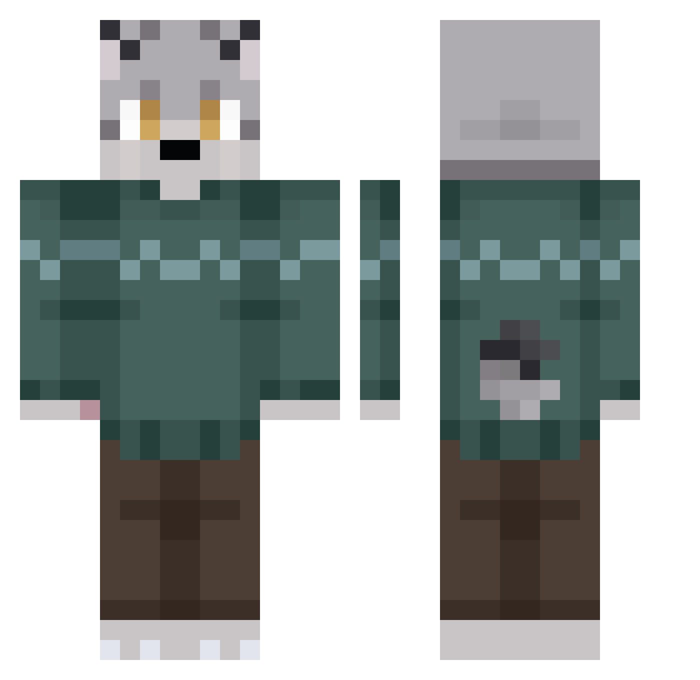 zcado Minecraft skin, front and back view