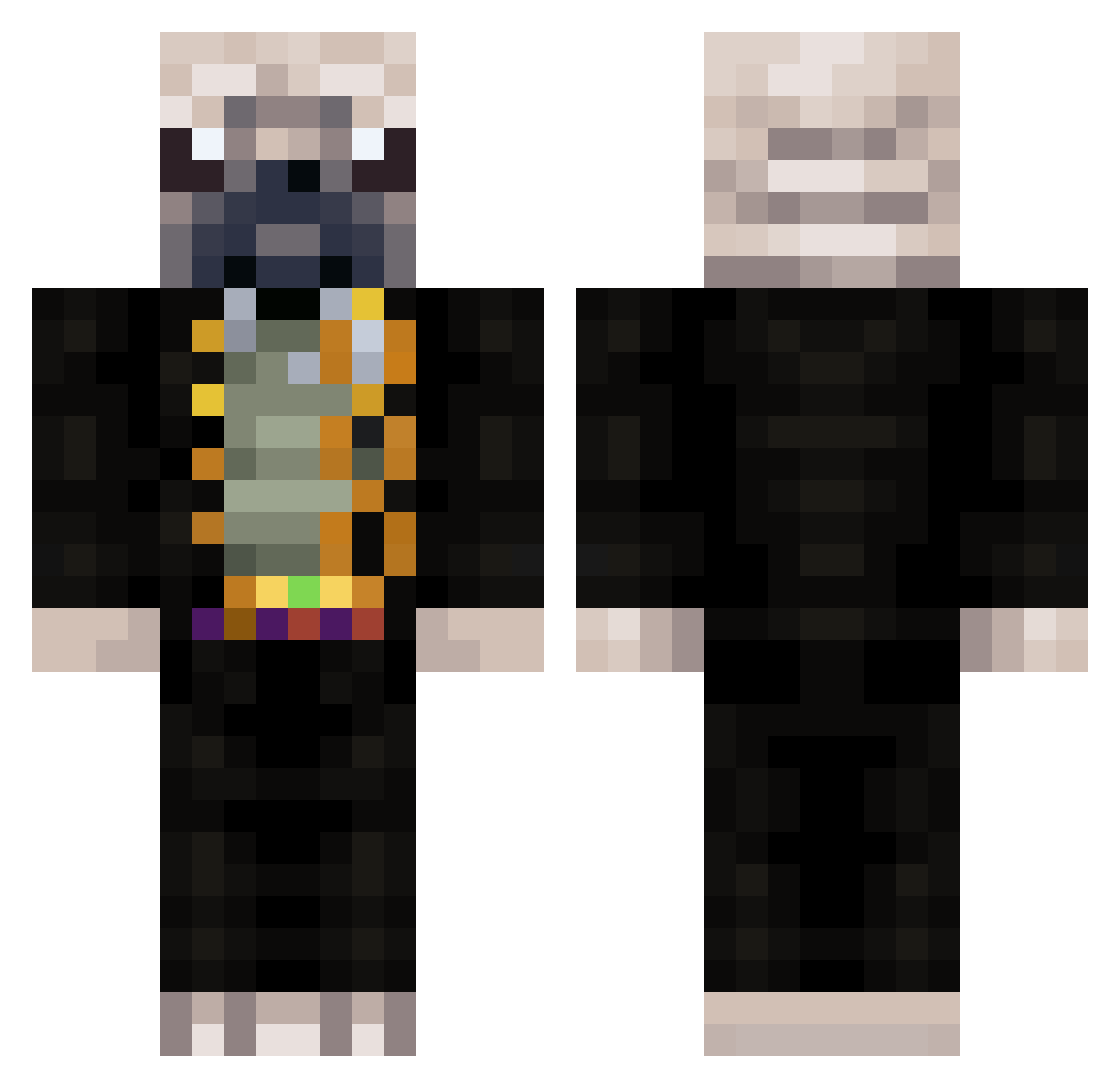 Bloxatt13 Minecraft skin, front and back view