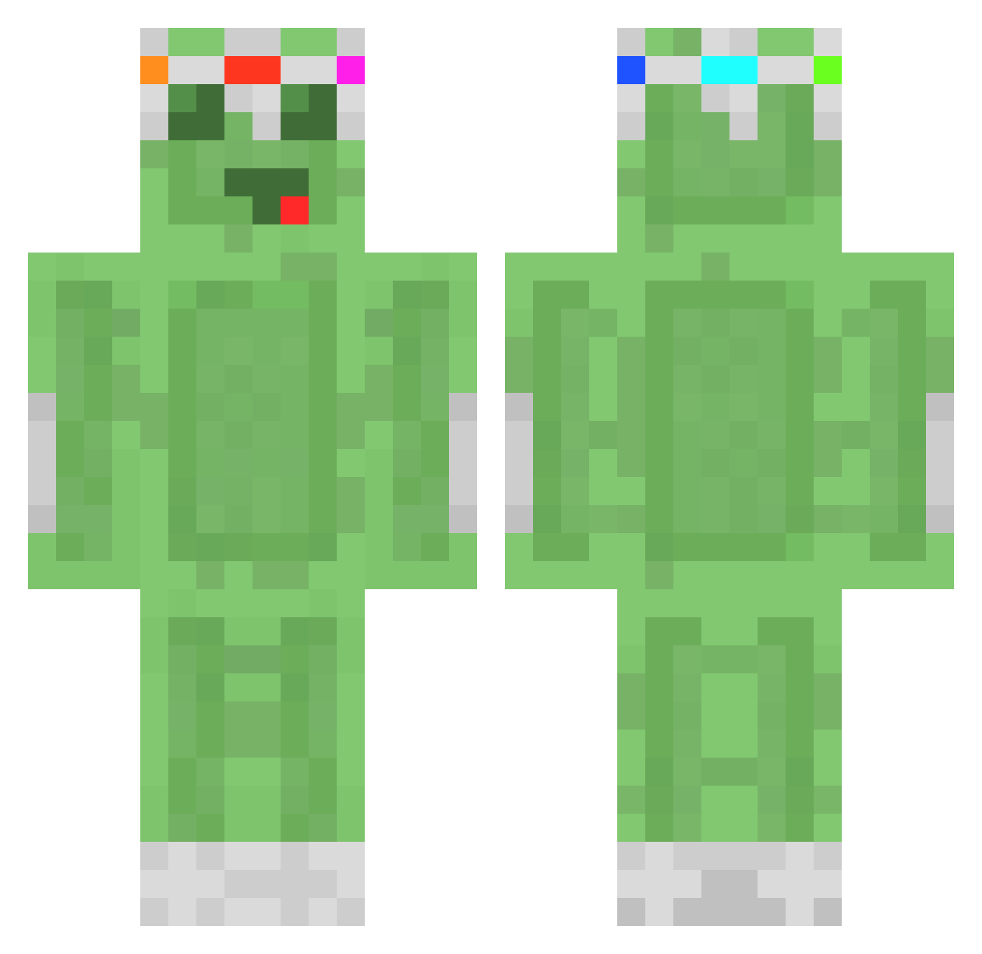 zwph Minecraft skin, front and back view