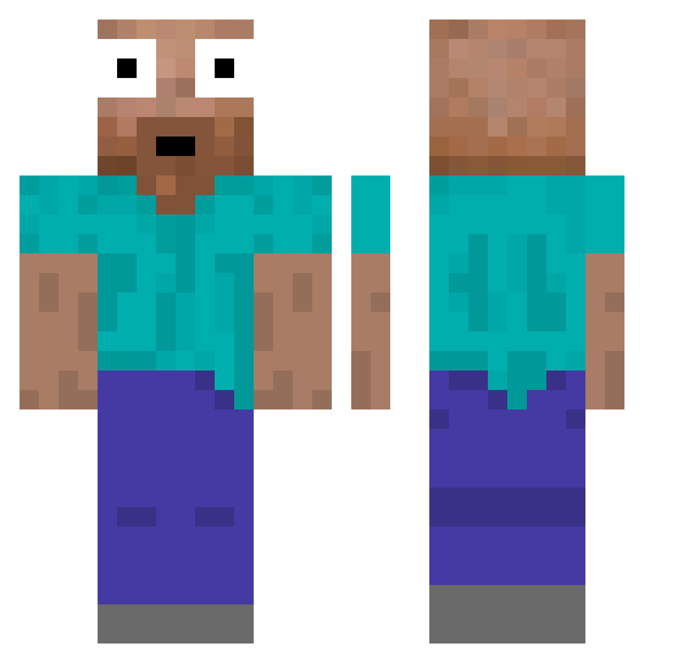 Pentylele Minecraft skin, front and back view