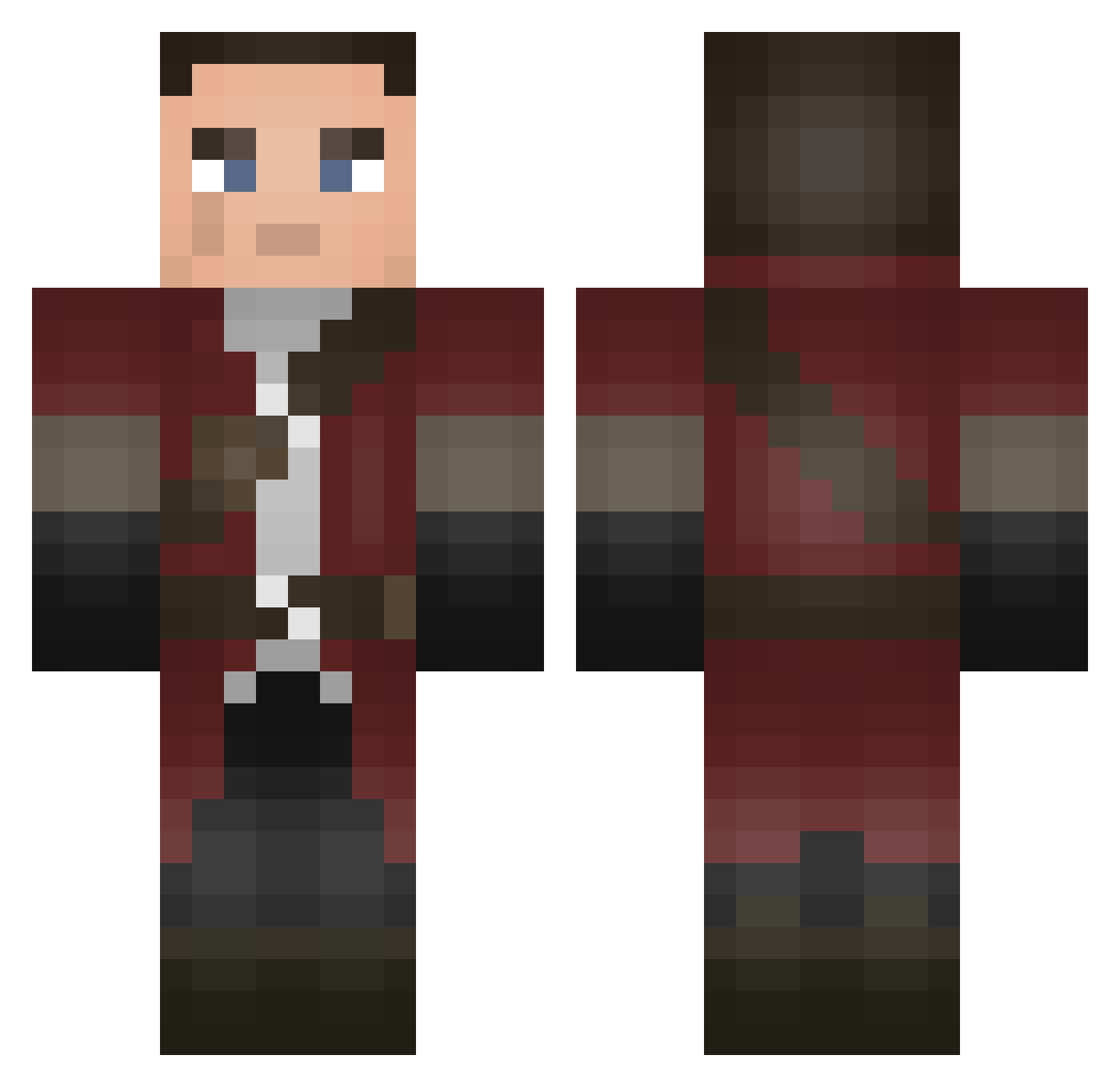 TechNyx Minecraft skin, front and back view