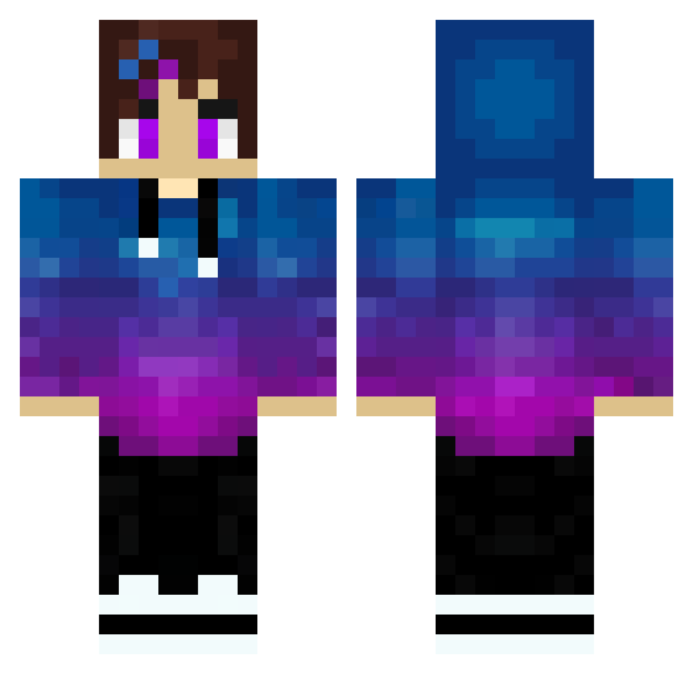 TorienMC Minecraft skin, front and back view