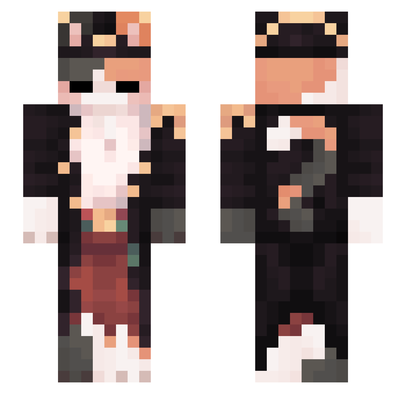 BubbieCreeper Minecraft skin, front and back view