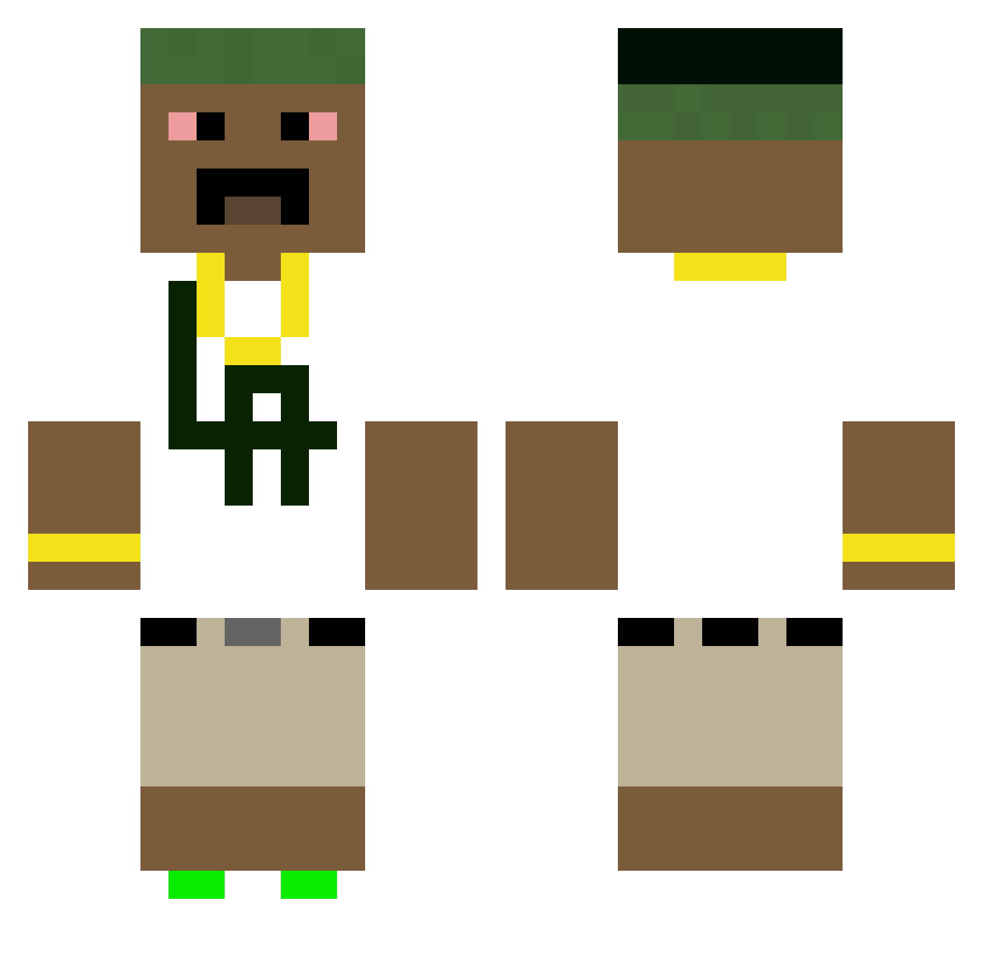 bifaces Minecraft skin, front and back view