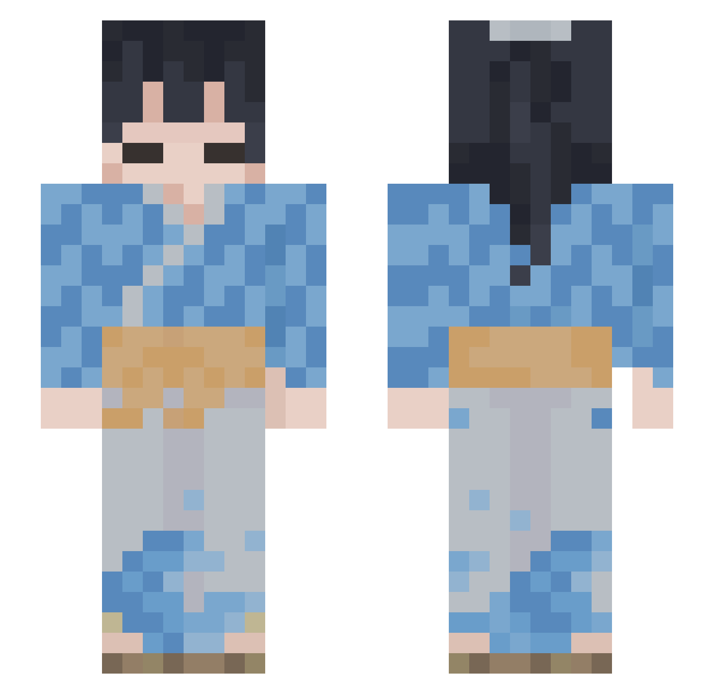 SteelCut Minecraft skin, front and back view
