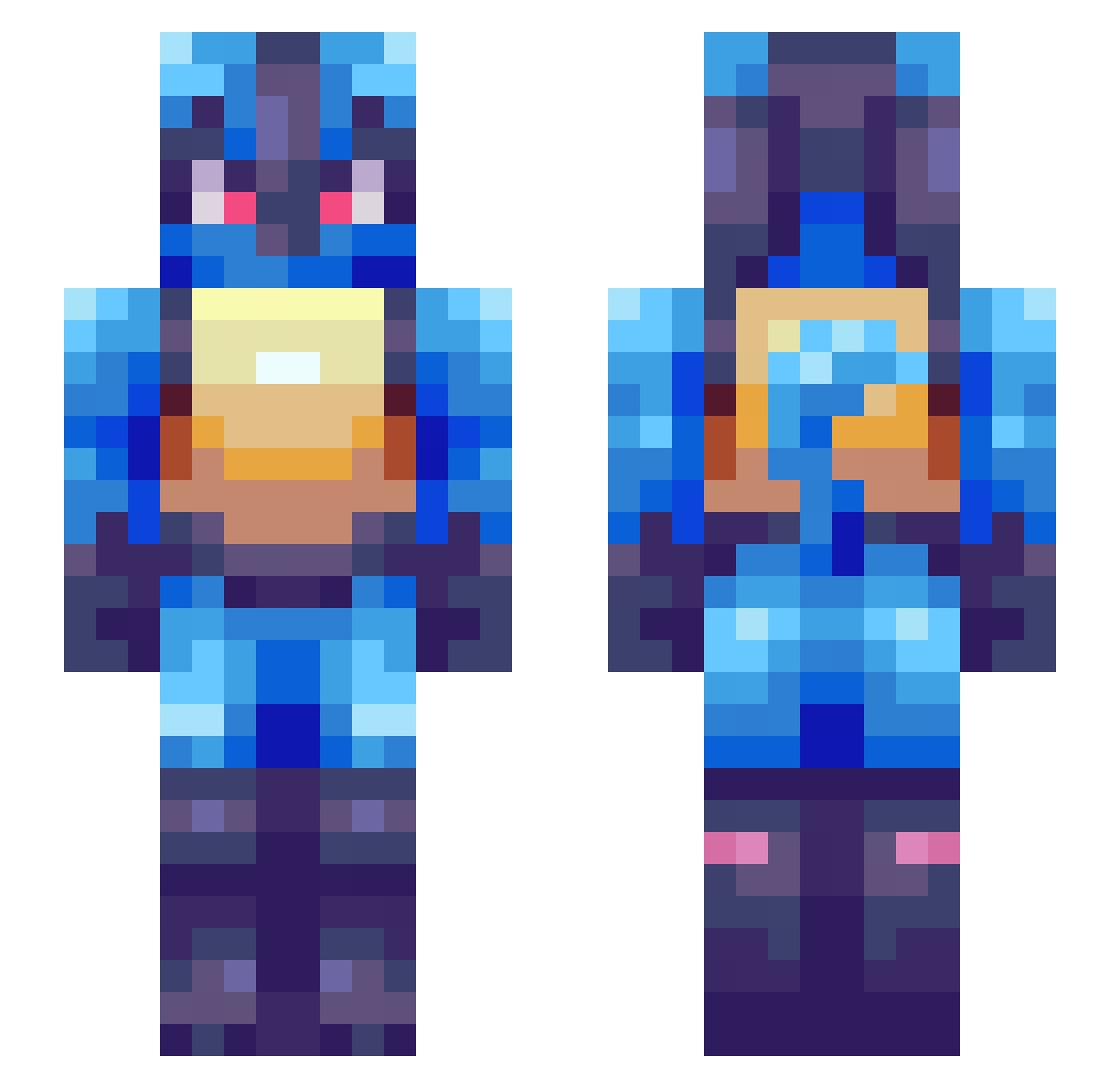 Luxis02 Minecraft skin, front and back view