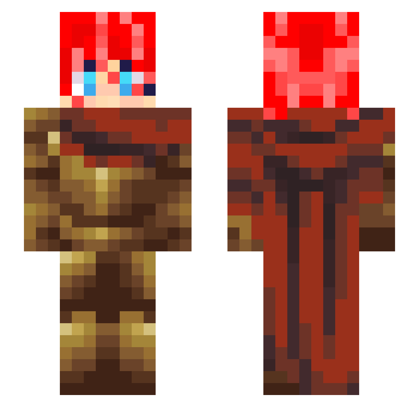 LuckyPants95 Minecraft skin, front and back view