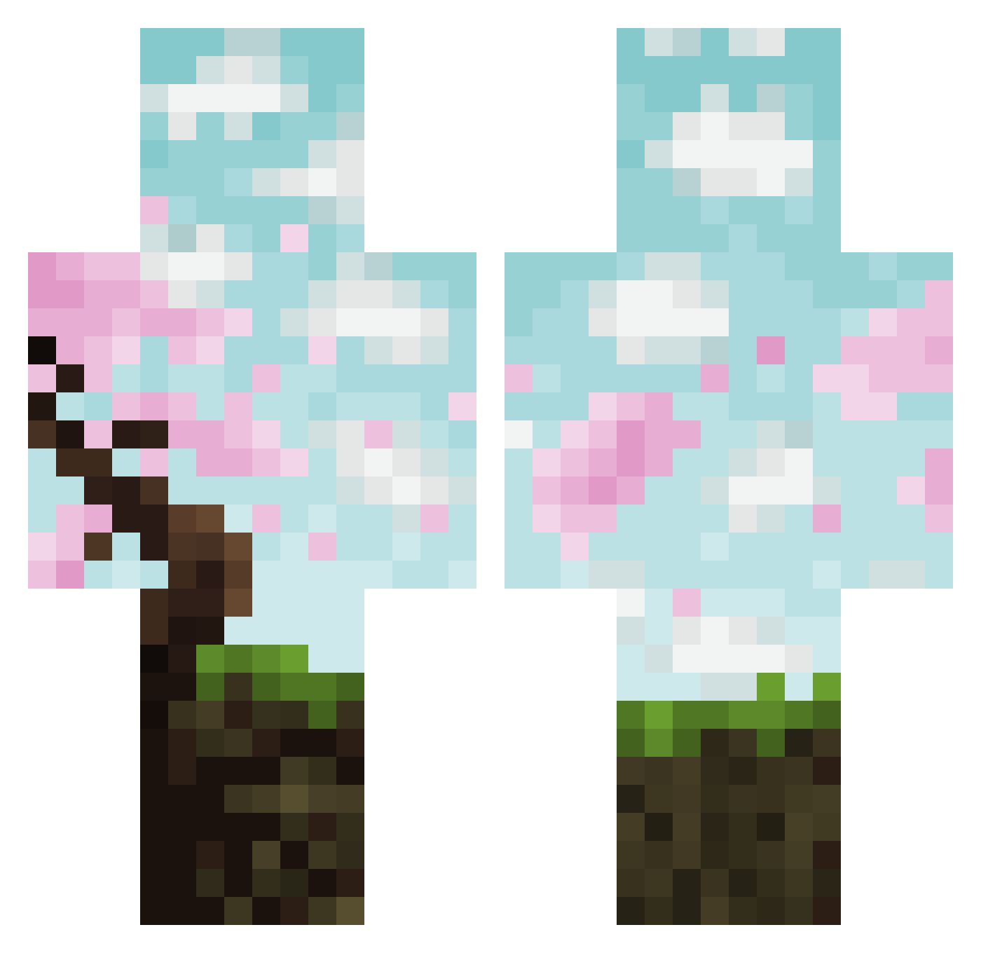 Snakaaii Minecraft skin, front and back view