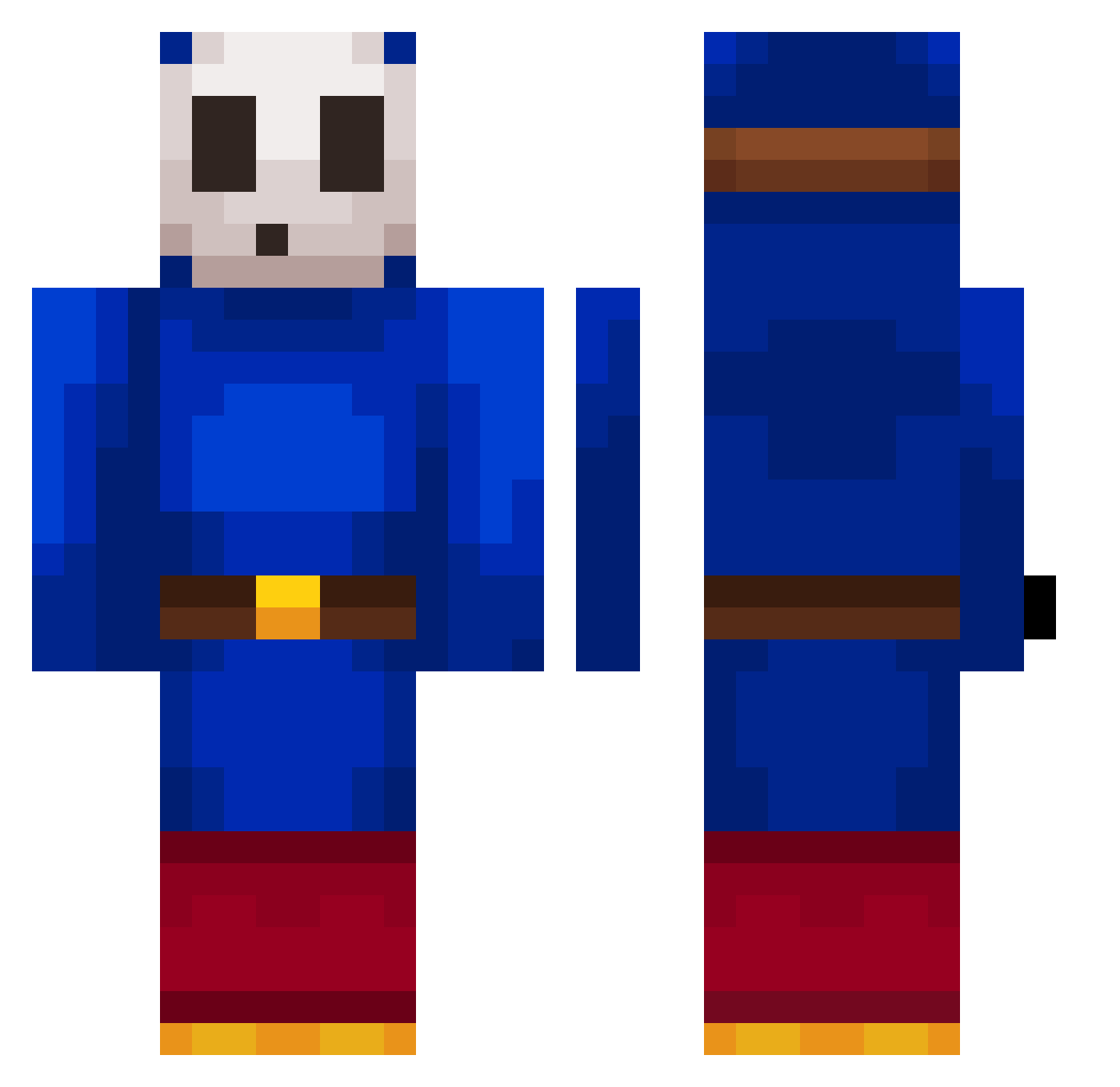 Cozmxiz Minecraft skin, front and back view
