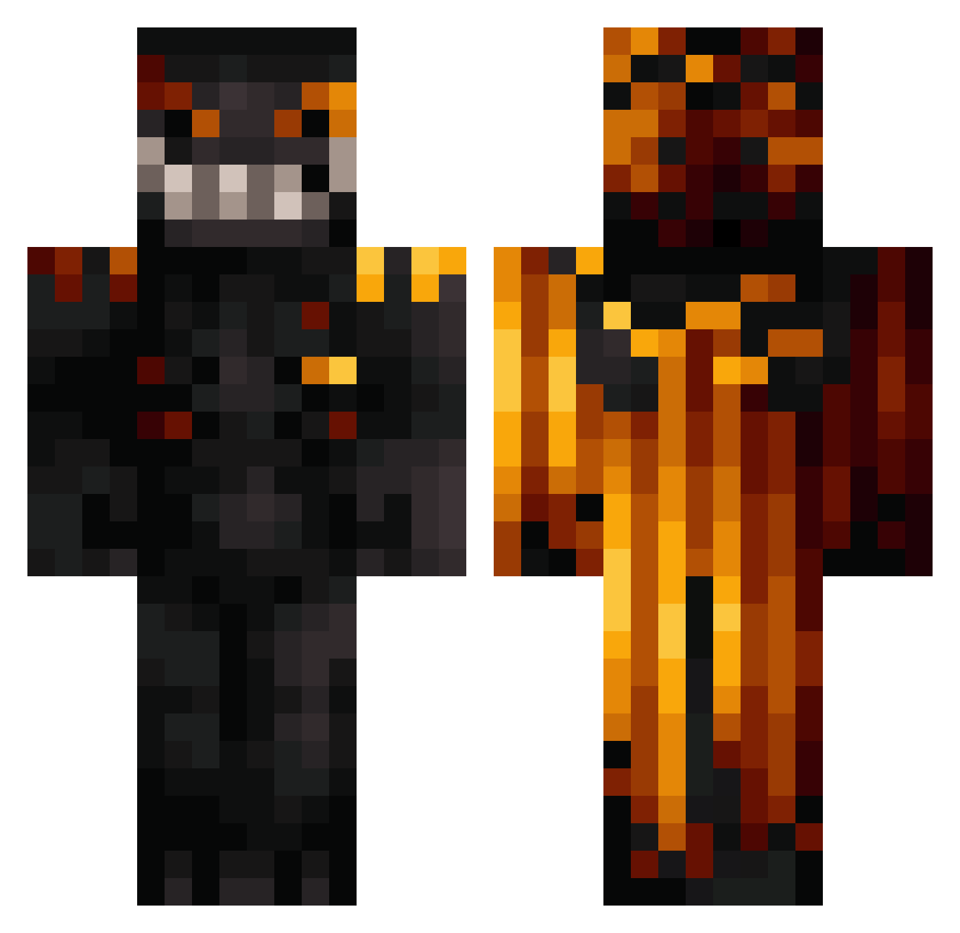 GrumpyBeast Minecraft skin, front and back view