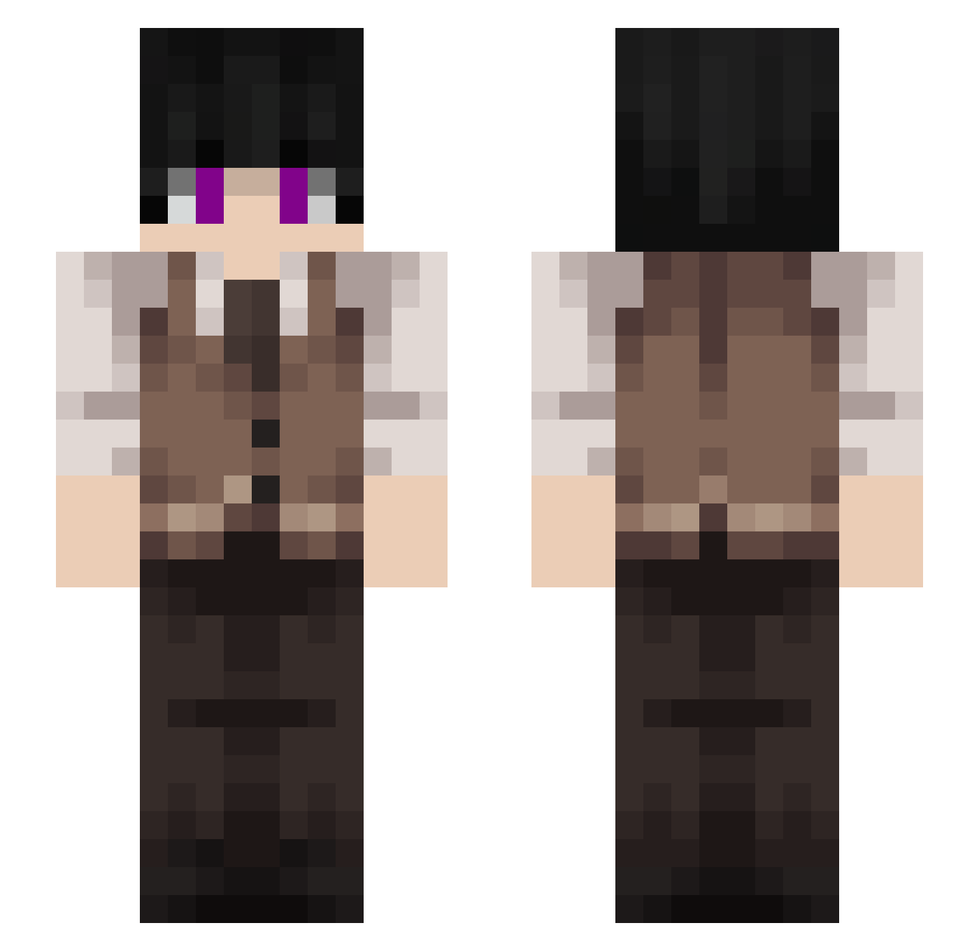 Te7z Minecraft skin, front and back view