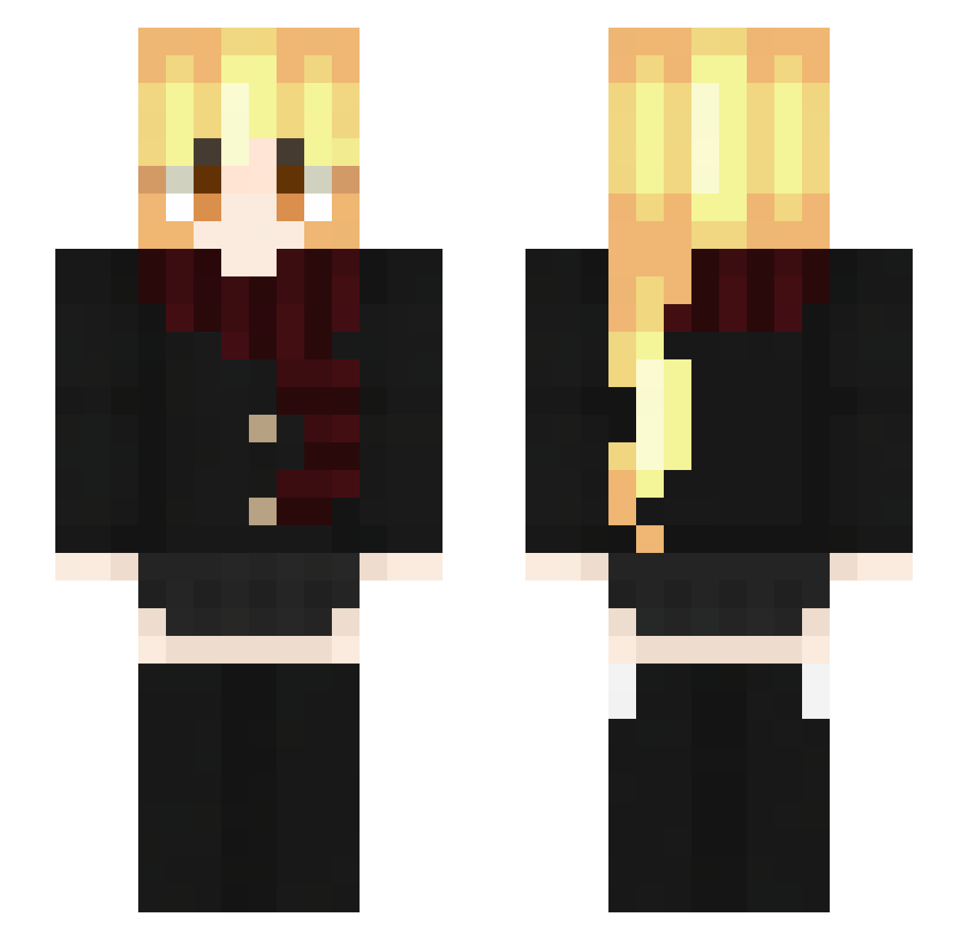 ItsTrapped Minecraft skin, front and back view