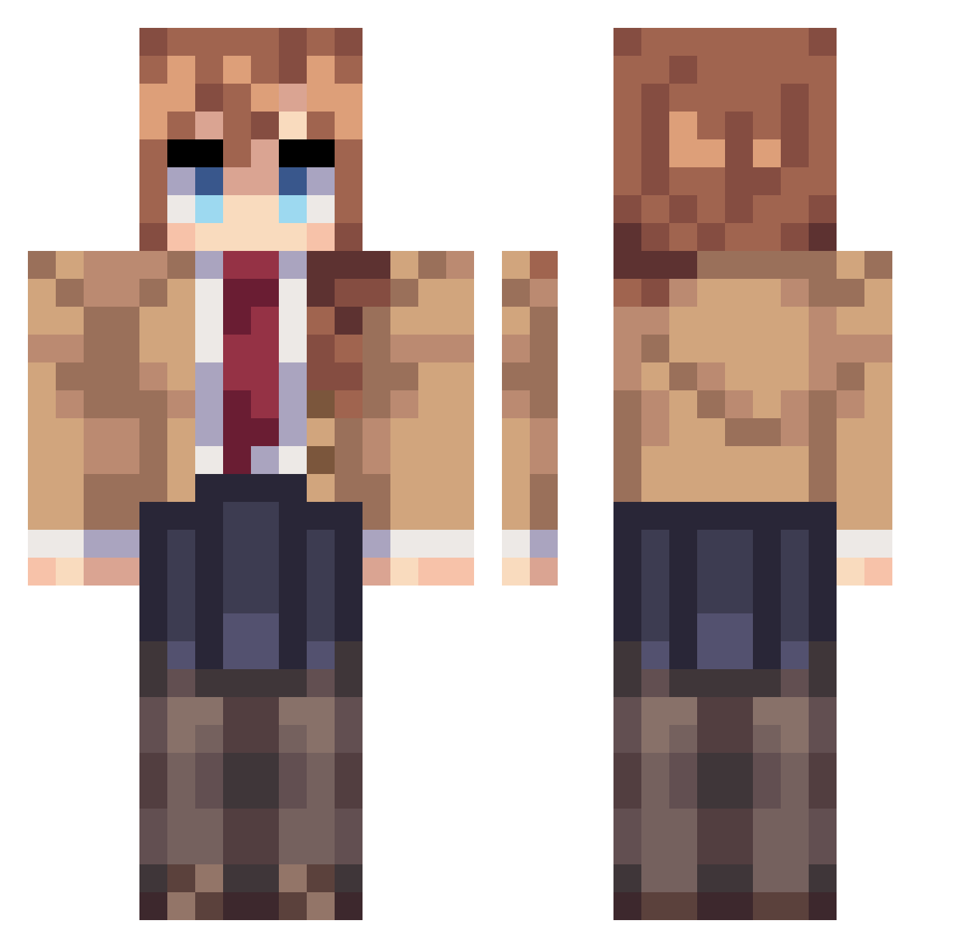 JRassone Minecraft skin, front and back view
