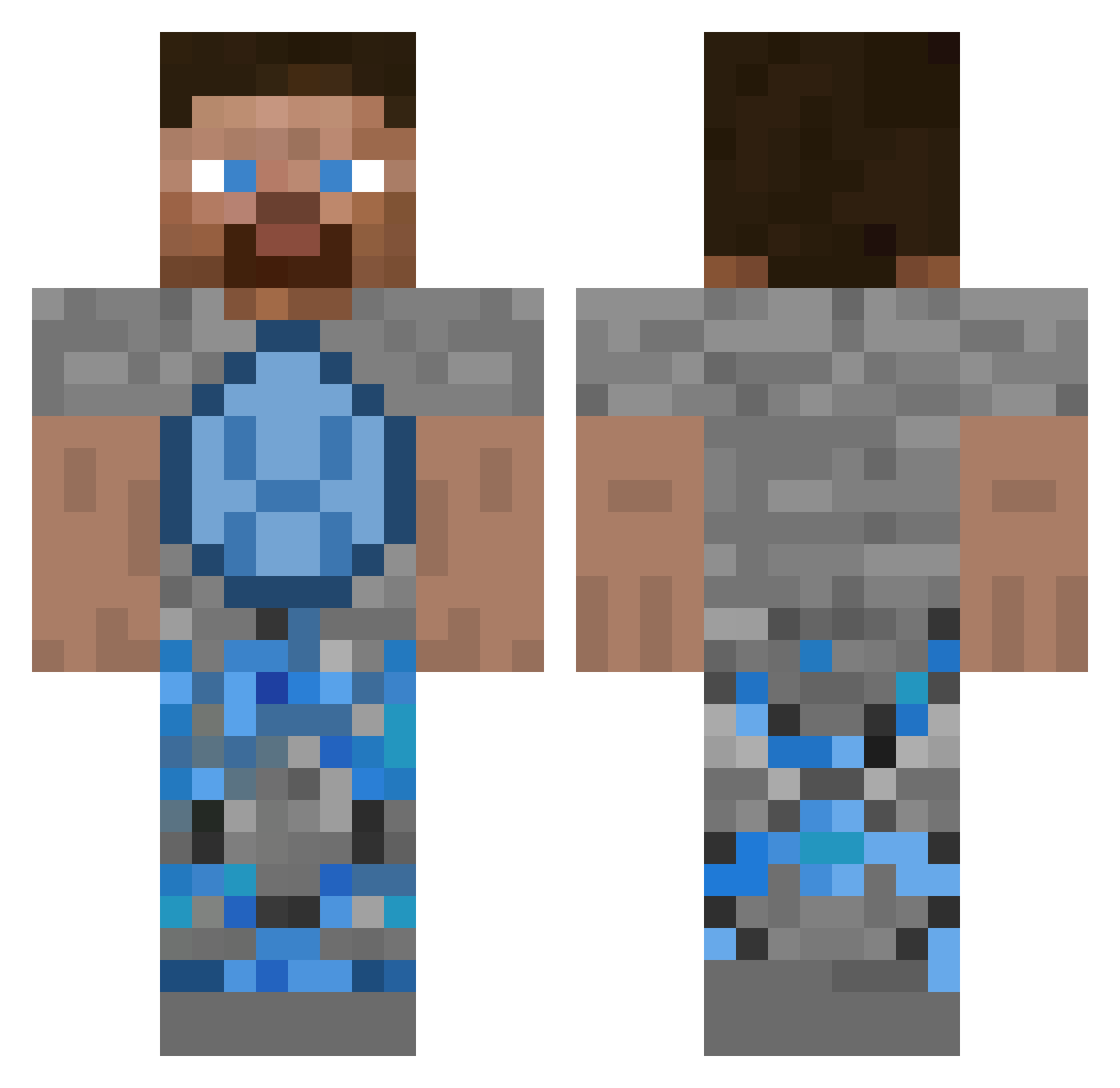 itsrealdiamond Minecraft skin, front and back view