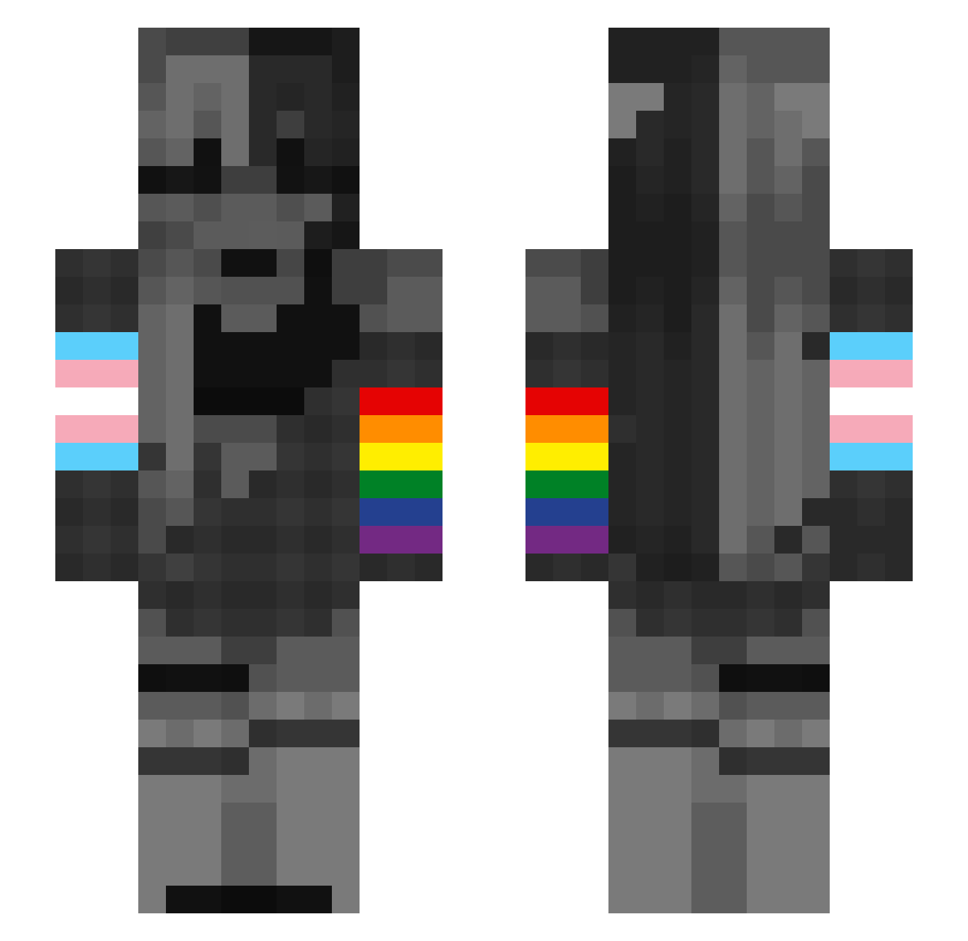 RandoEgirl Minecraft skin, front and back view