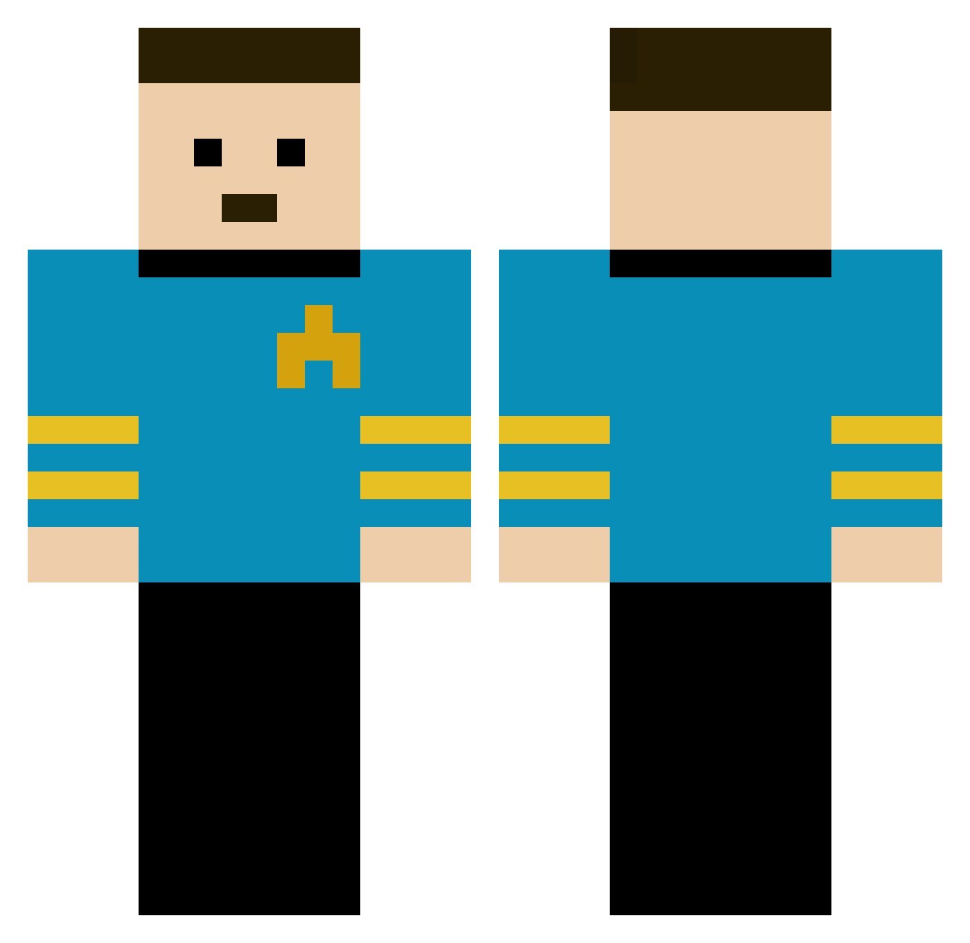 spocksfirstname Minecraft skin, front and back view