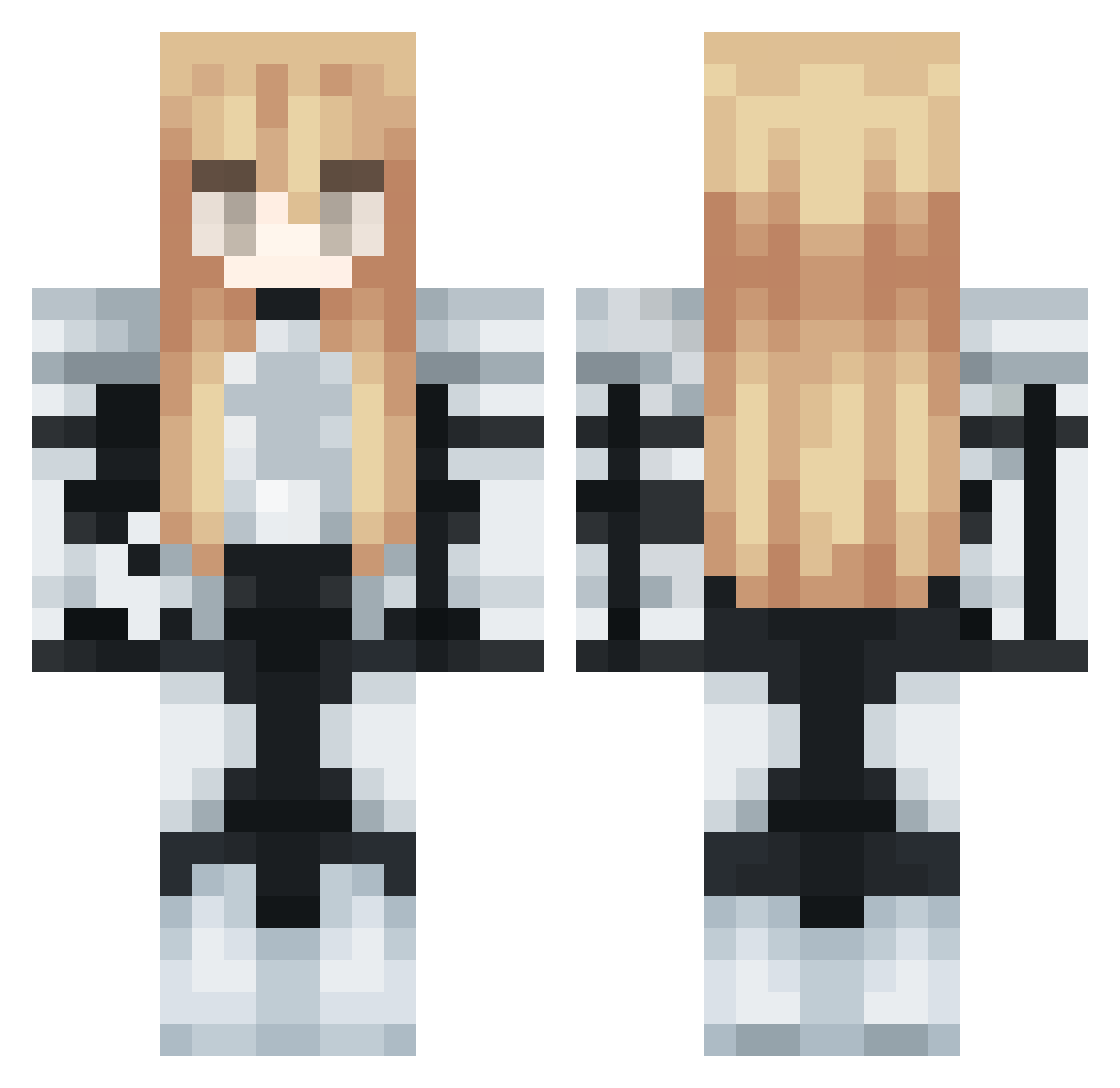 Middl8 Minecraft skin, front and back view