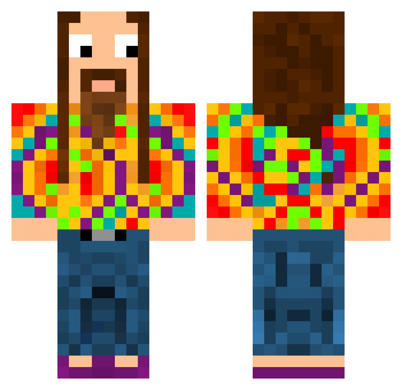 denuki Minecraft skin, front and back view