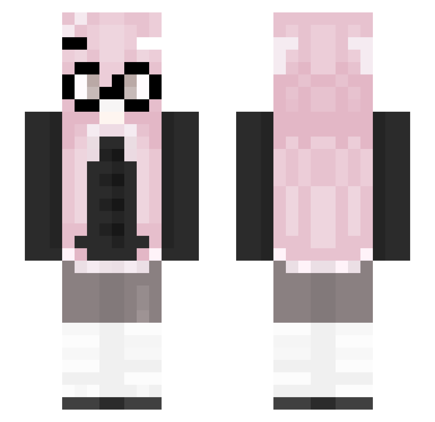 puppicats Minecraft skin, front and back view