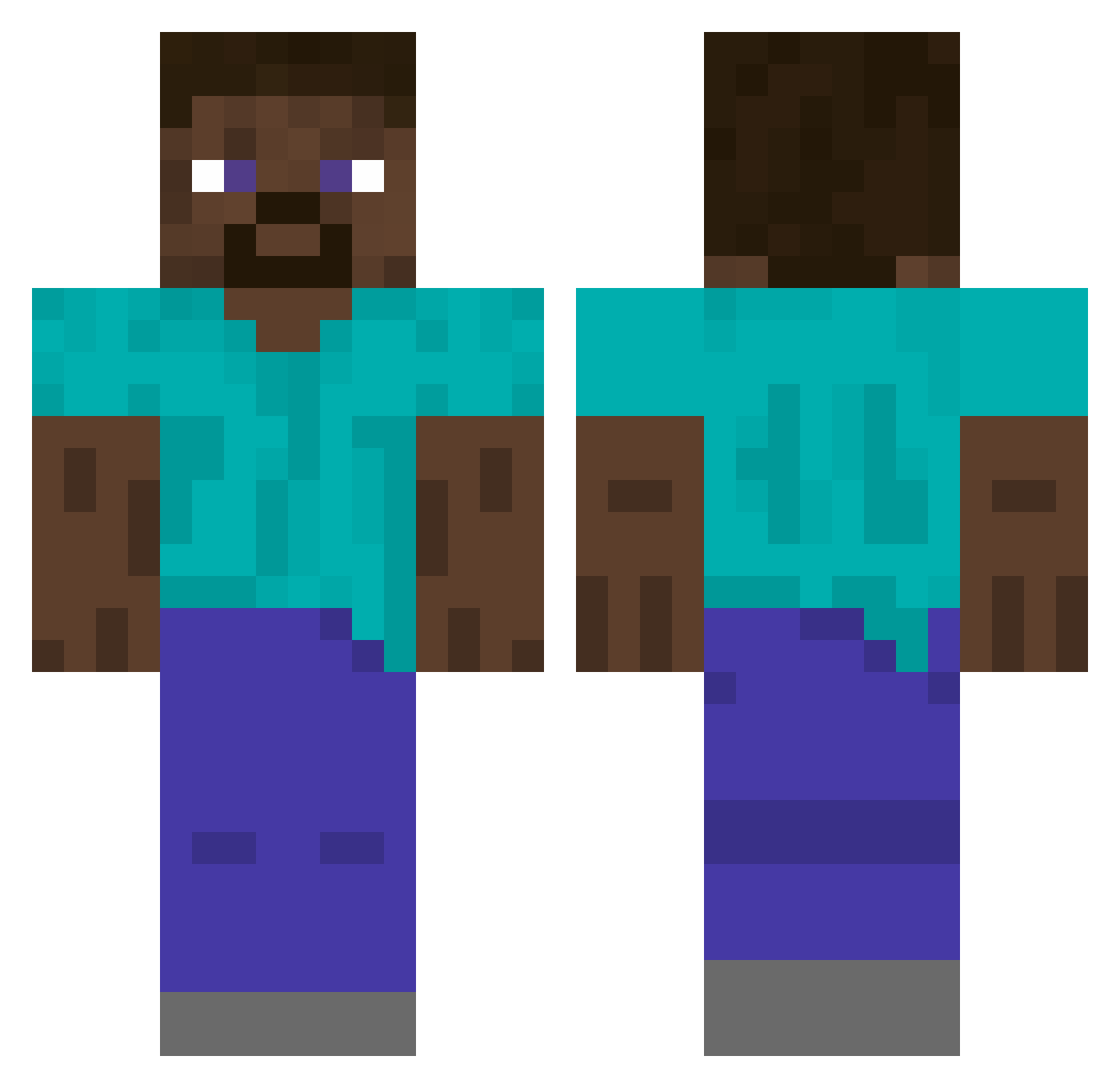 Pandemioc Minecraft skin, front and back view