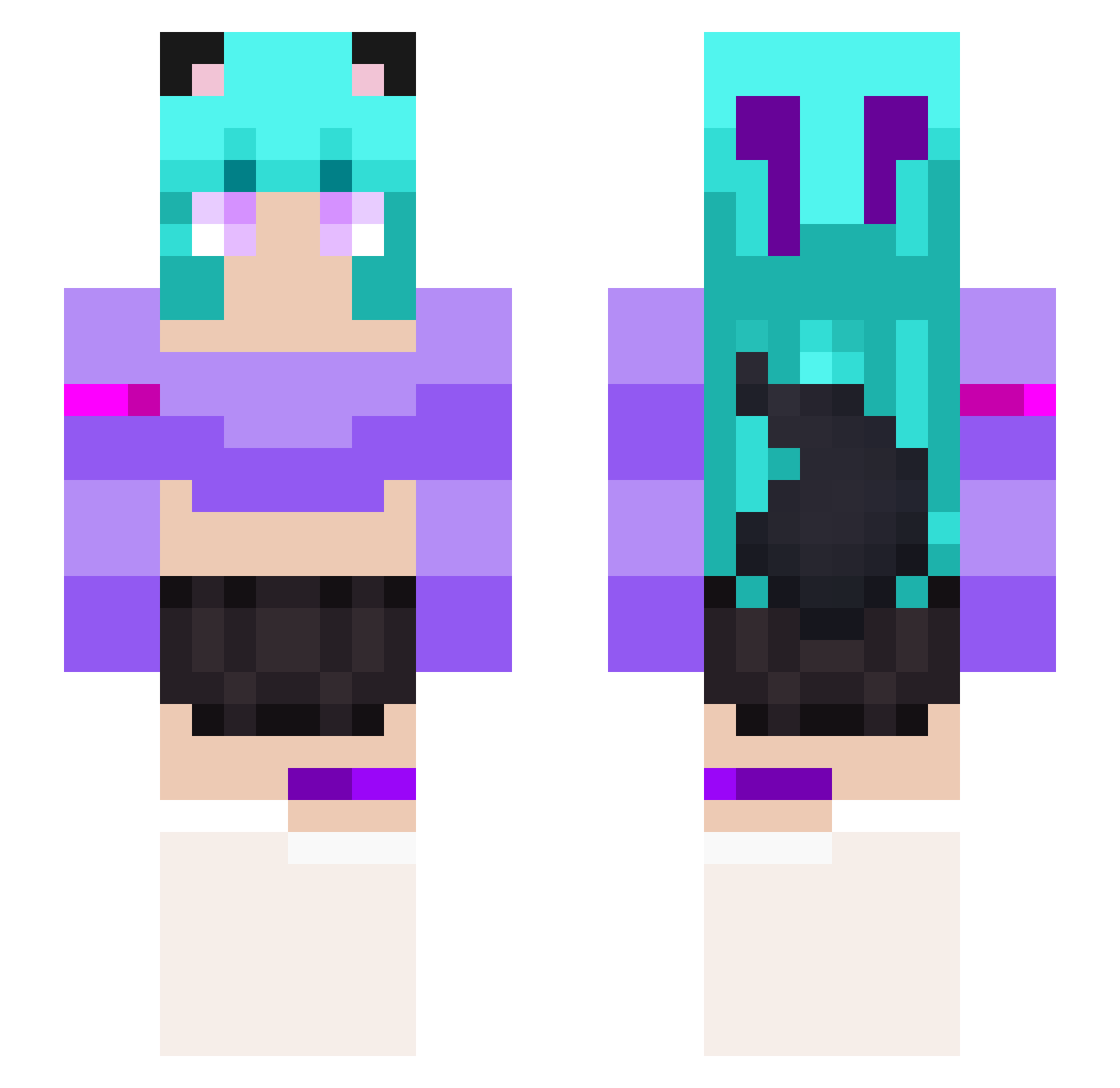 NixMeows Minecraft skin, front and back view