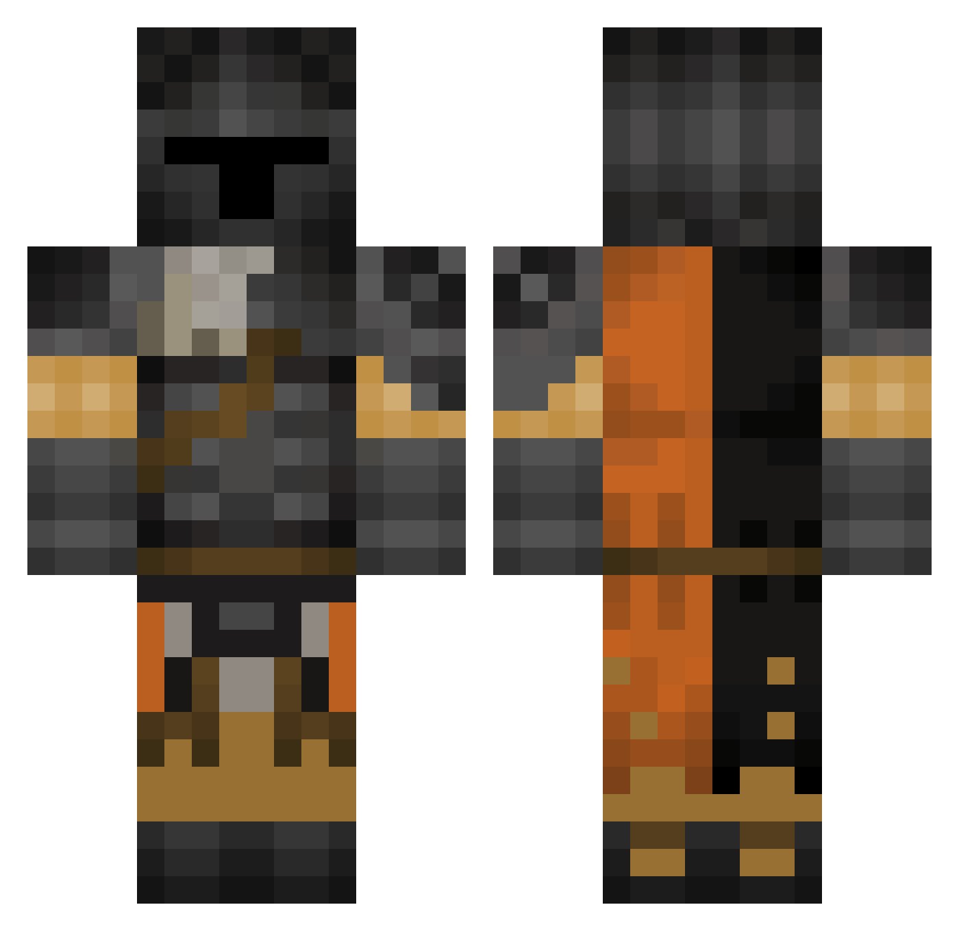 Tokneuper Minecraft skin, front and back view