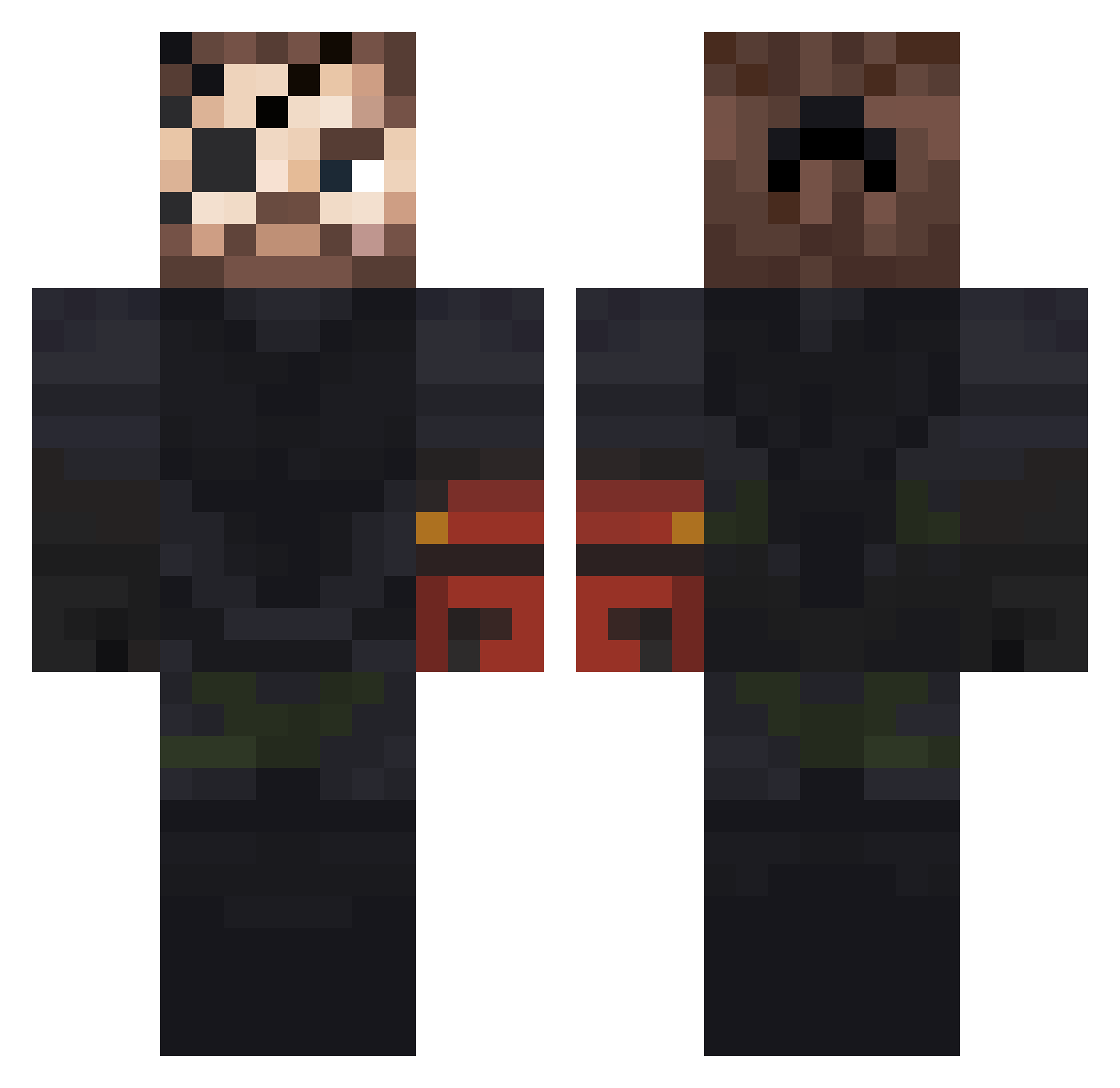 Zael01 Minecraft skin, front and back view