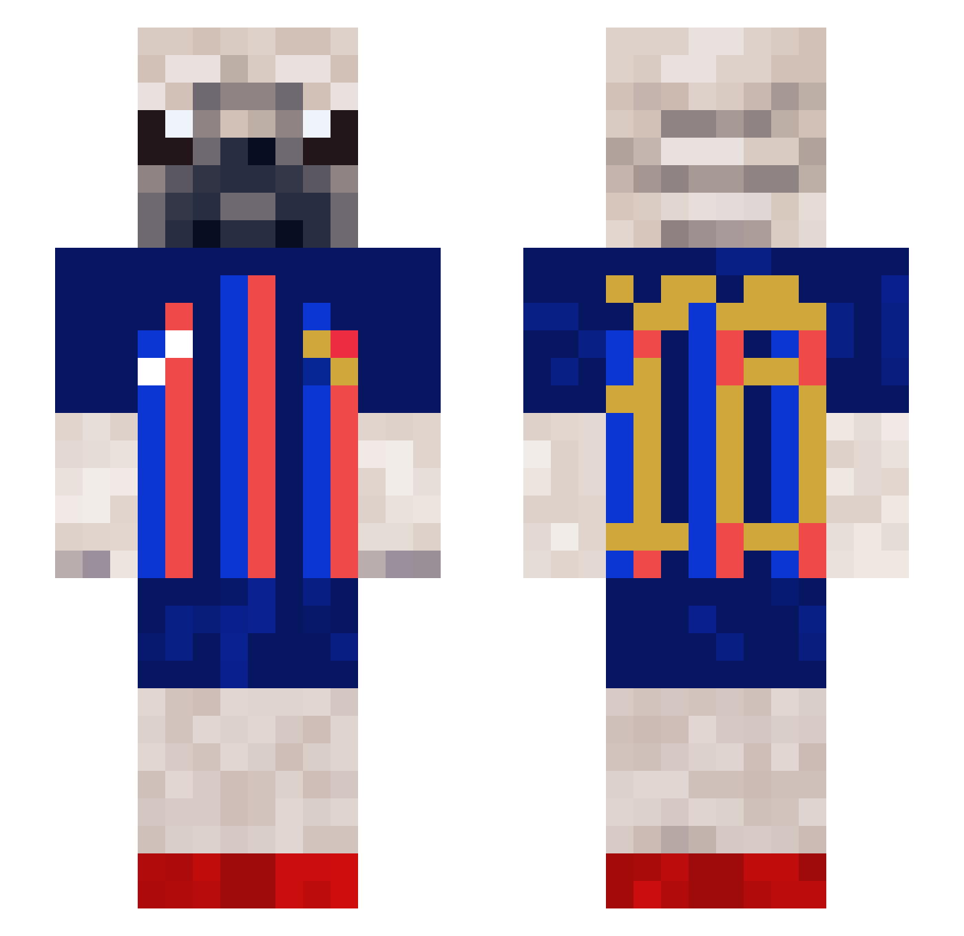 PlazmaDragonYT Minecraft skin, front and back view