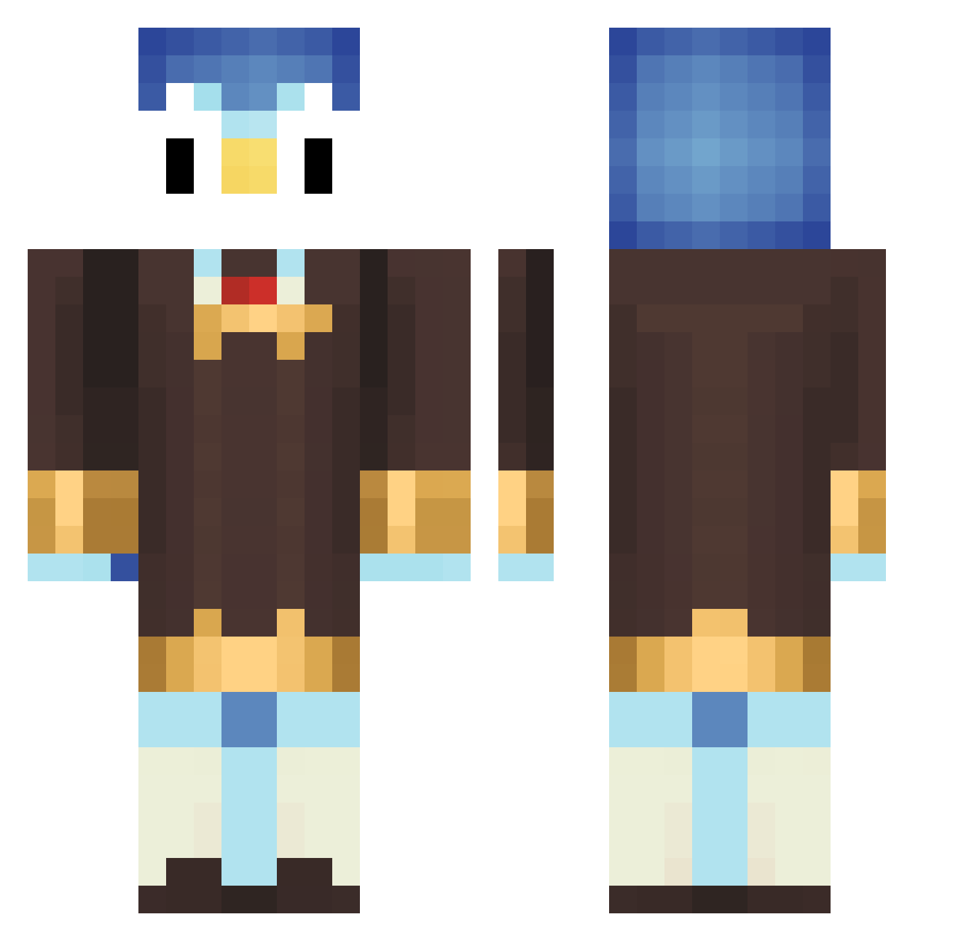 Luxkaa Minecraft skin, front and back view