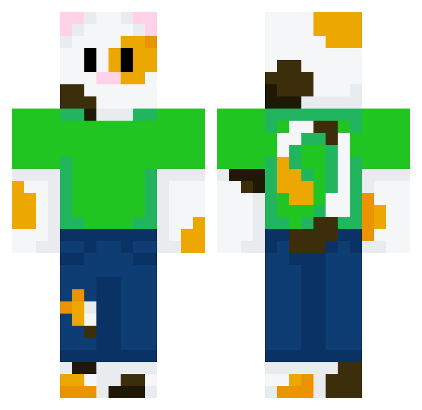 Homecrafter Minecraft skin, front and back view