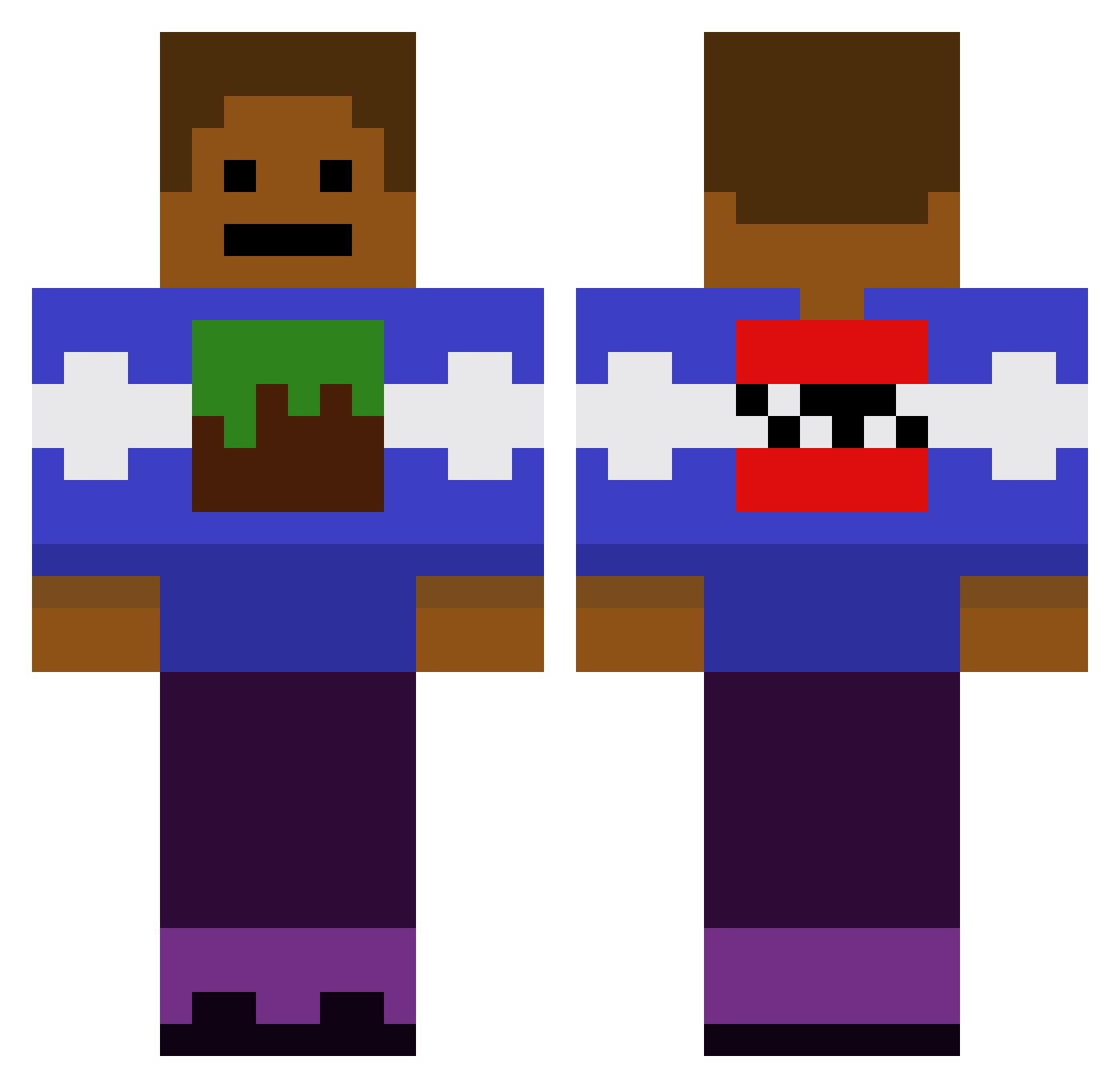 kingopher Minecraft skin, front and back view