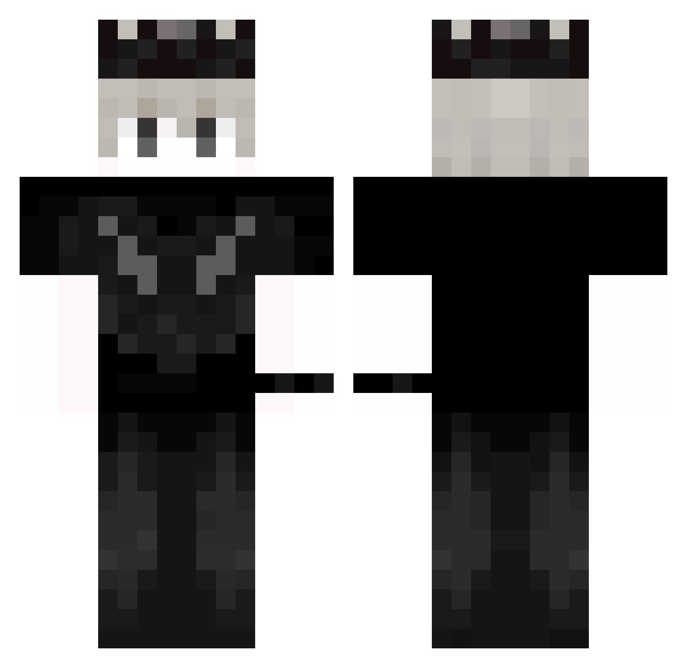 WarnedMC Minecraft skin, front and back view