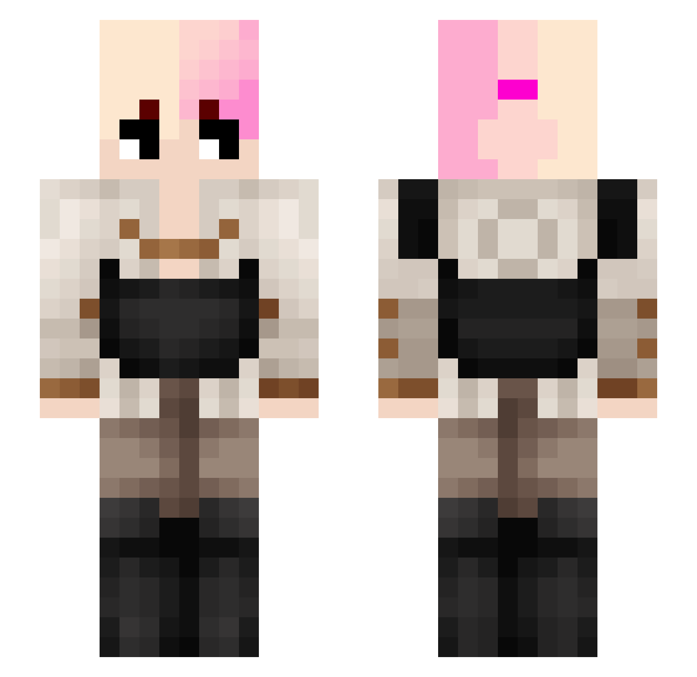 CobbleCC Minecraft skin, front and back view