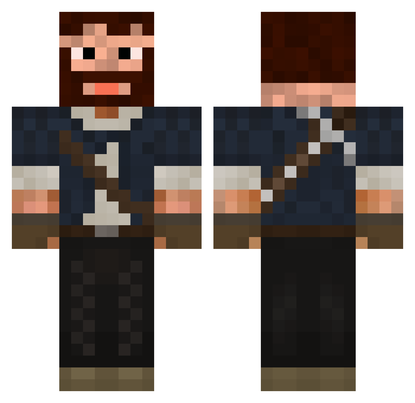 UnrealGeo Minecraft skin, front and back view