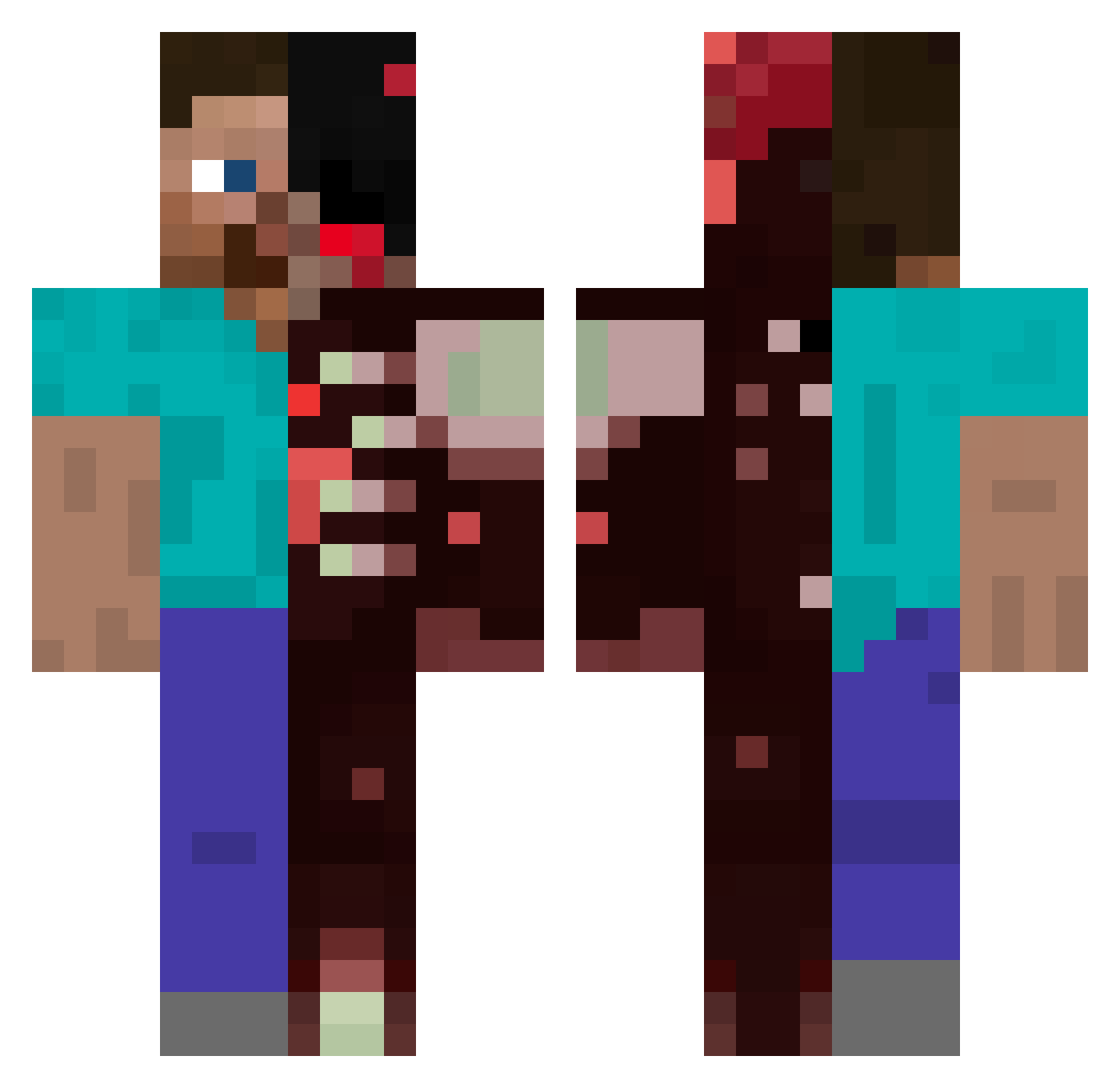 GrizzlyCore Minecraft skin, front and back view