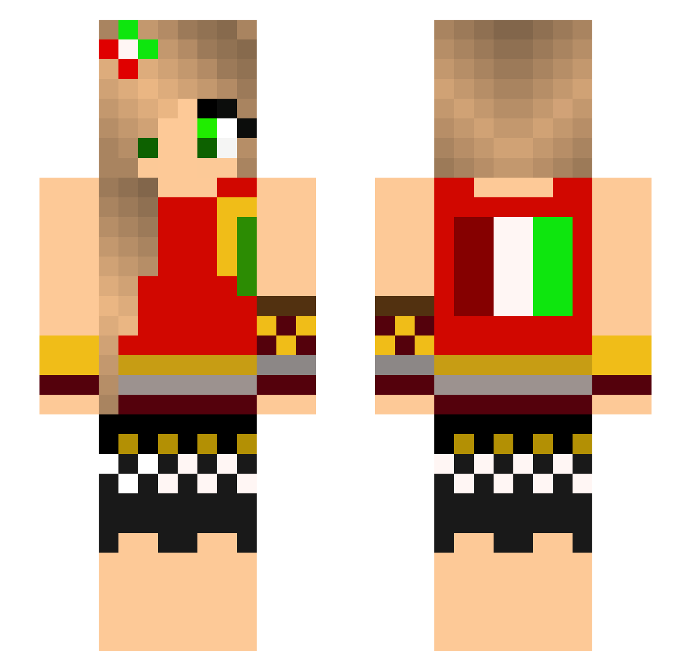 Rubex988 Minecraft skin, front and back view