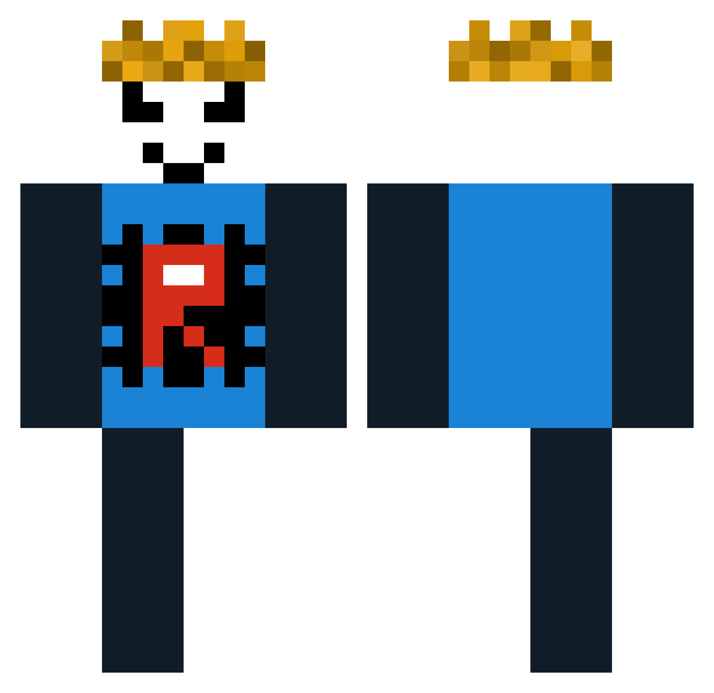 BlueInf Minecraft skin, front and back view