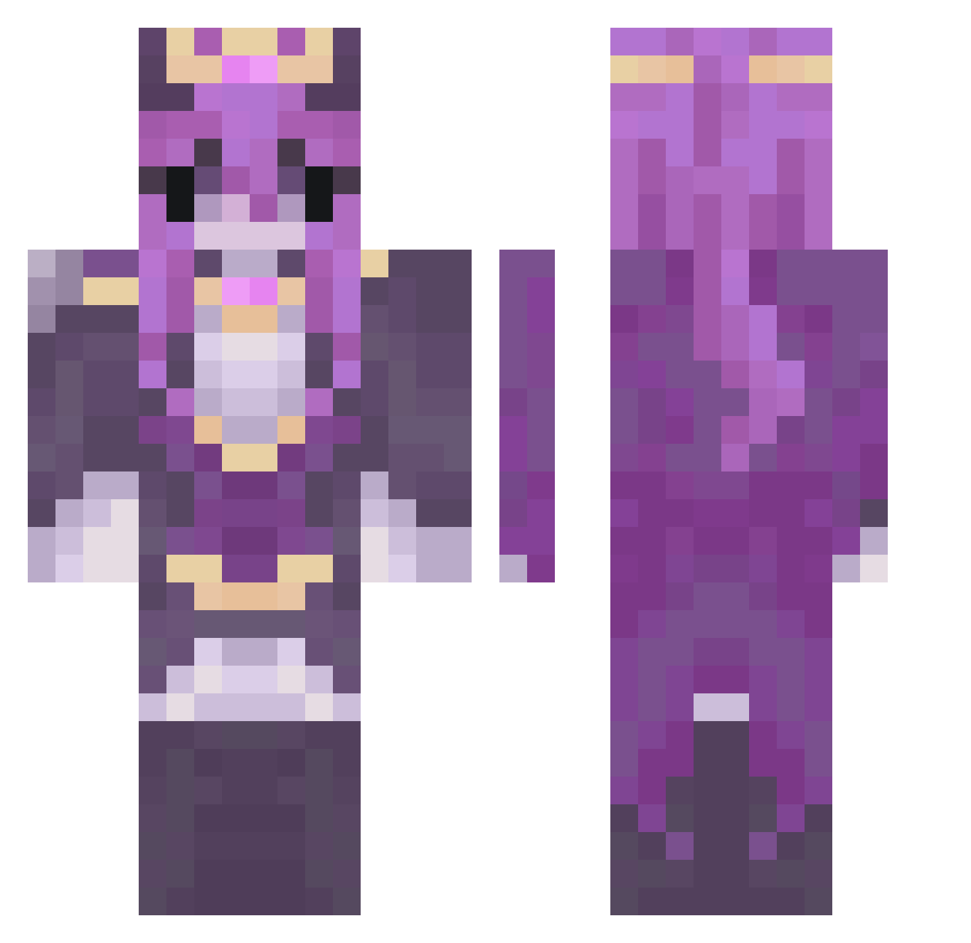 KavehBuilds_ Minecraft skin, front and back view