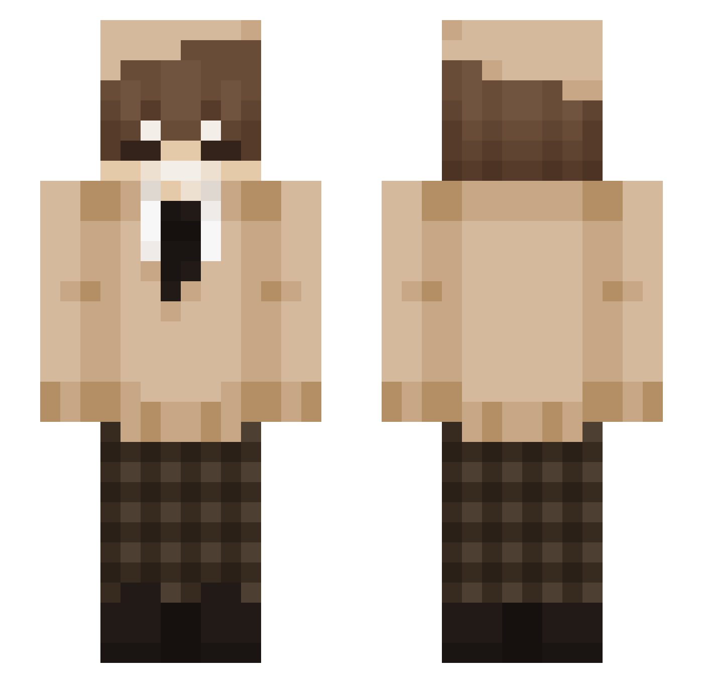 Sanelski Minecraft skin, front and back view