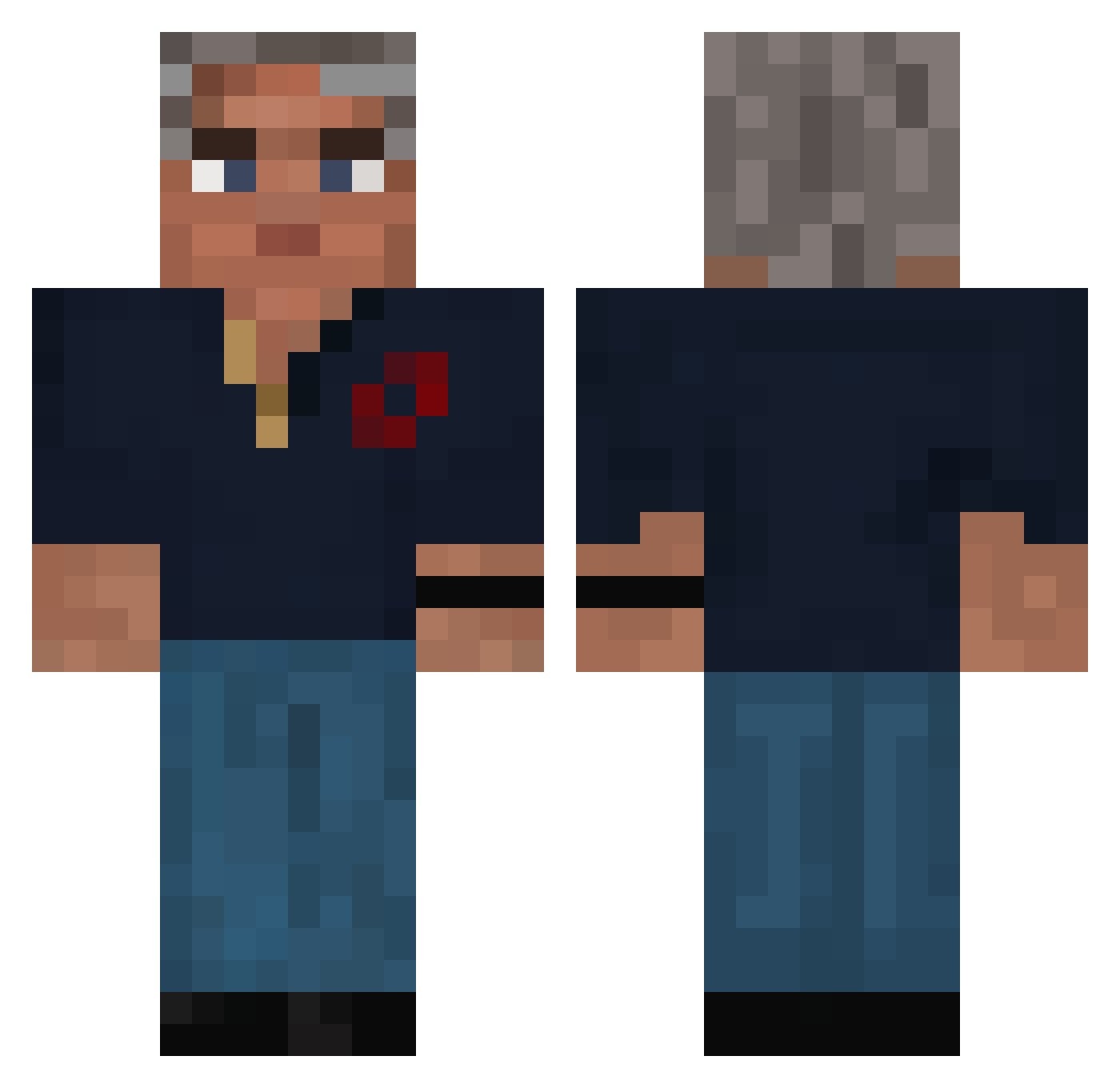 Downistaken Minecraft skin, front and back view