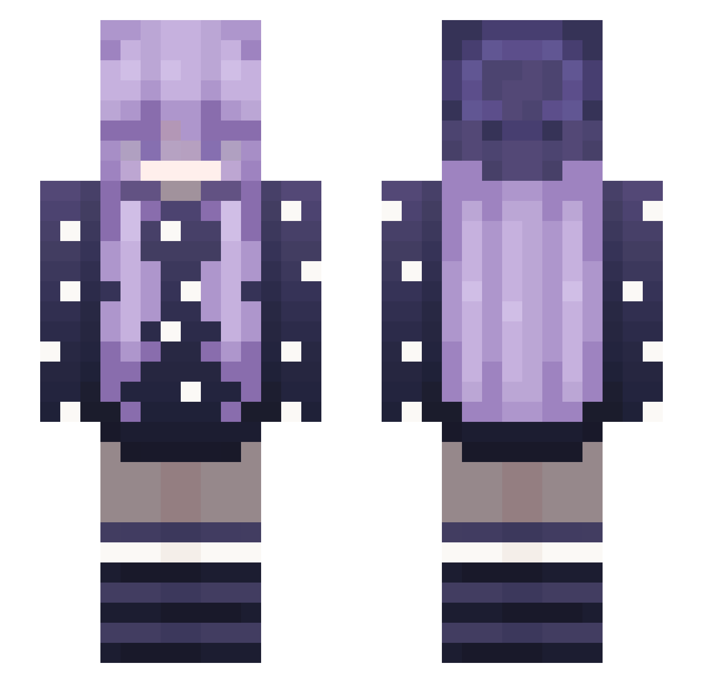 Mezunah Minecraft skin, front and back view